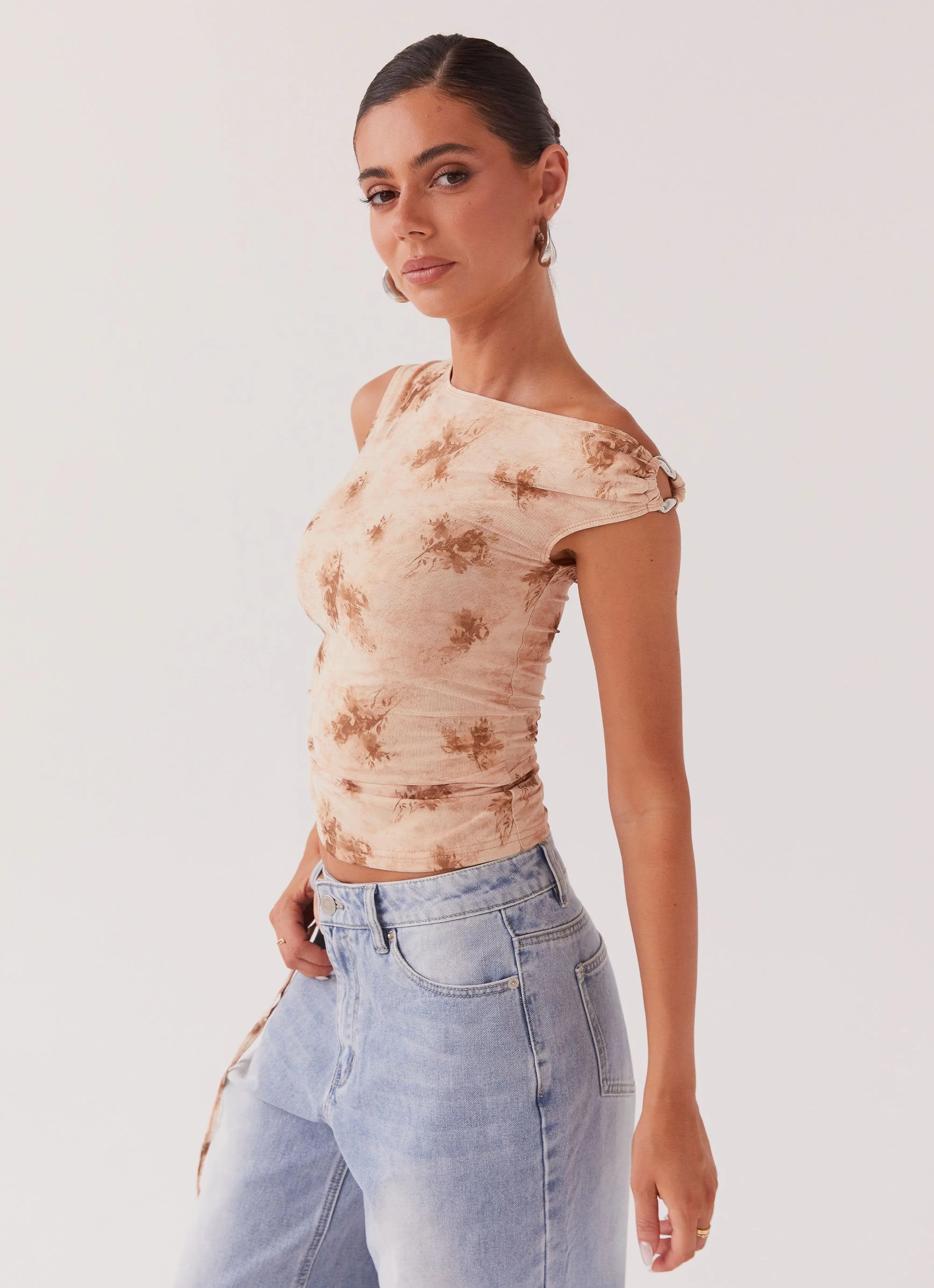 Til Sunrise Off The Shoulder Top - Taupe Smoke - Image 2