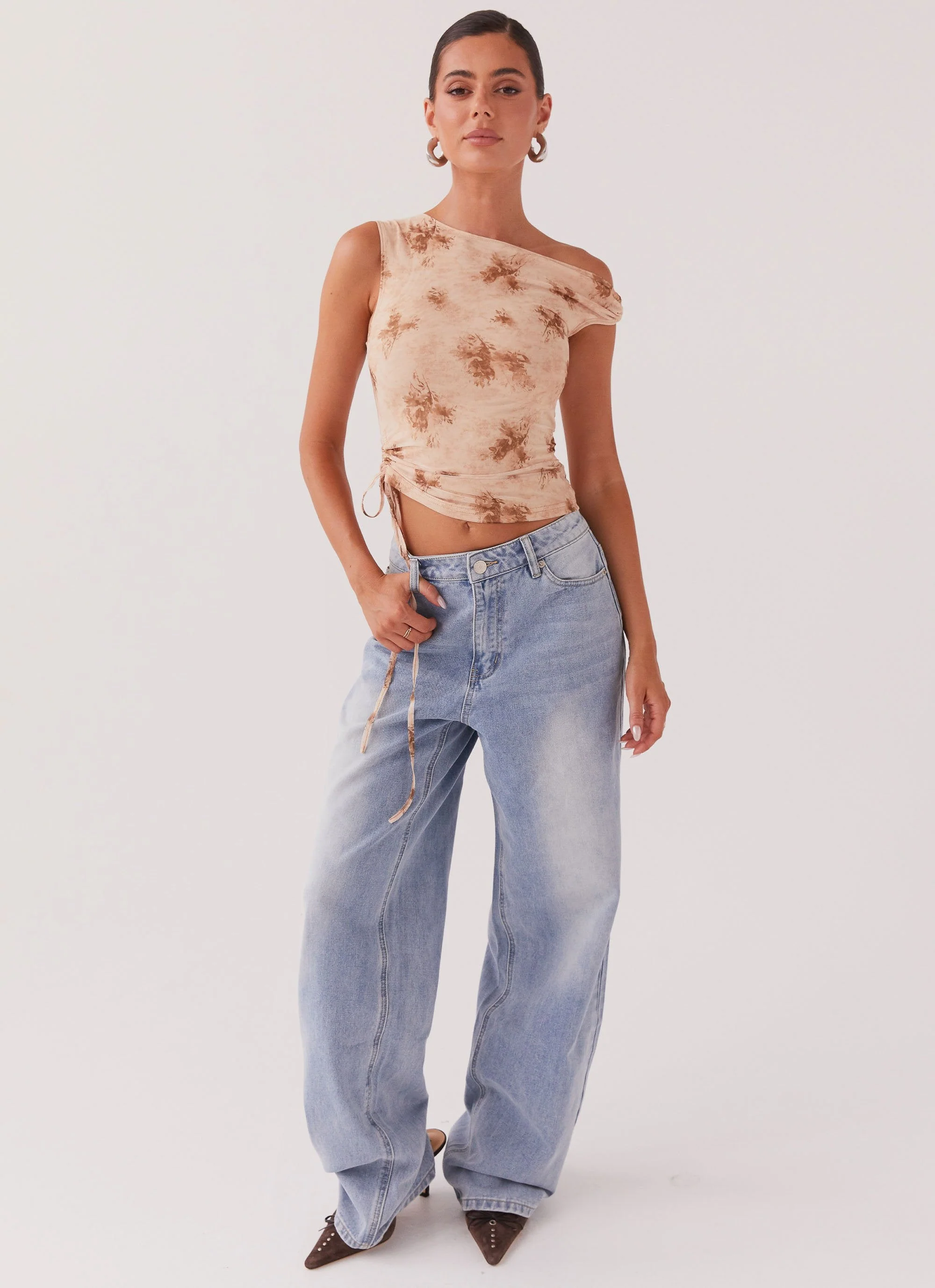Til Sunrise Off The Shoulder Top - Taupe Smoke - Image 4