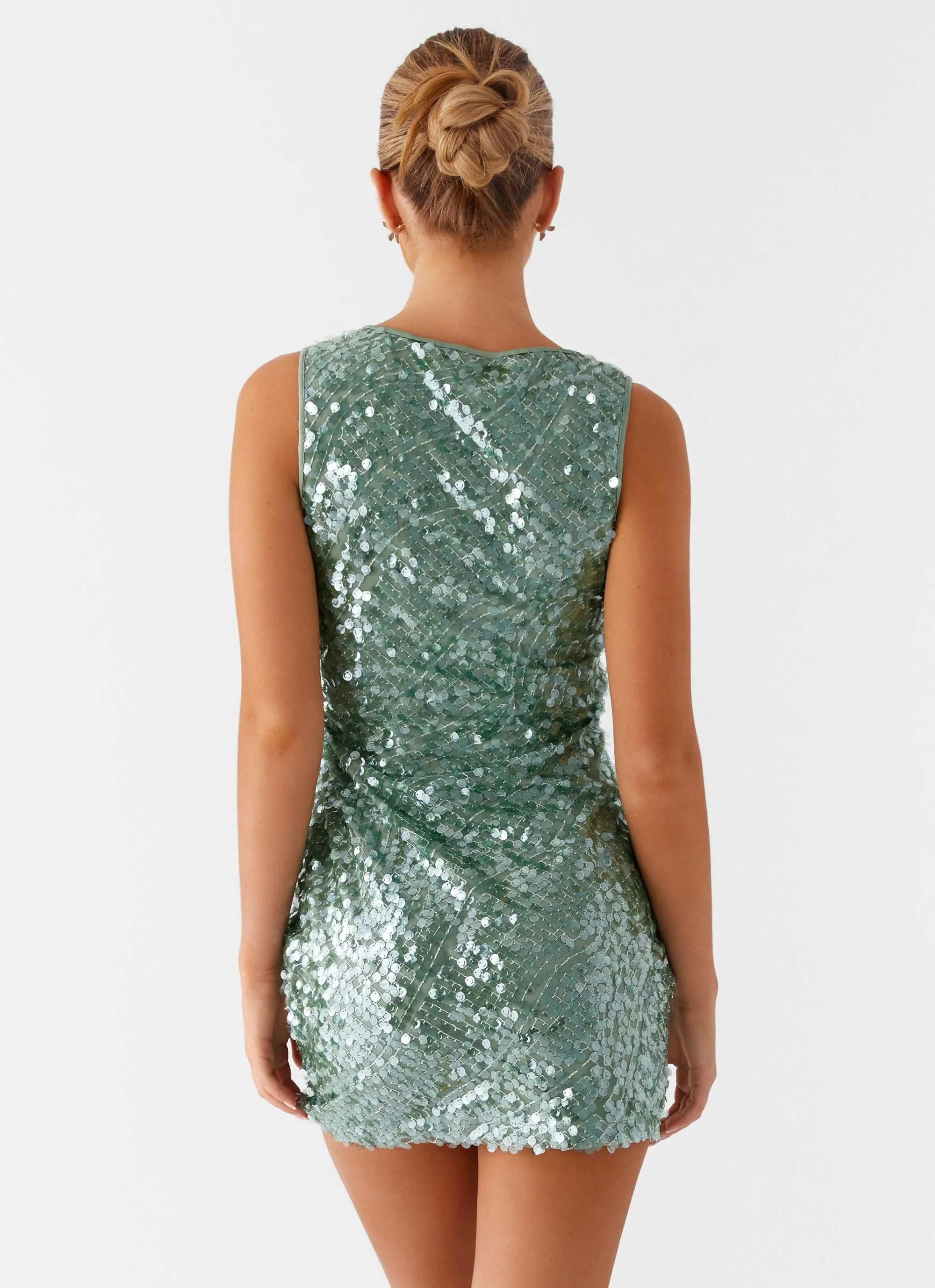Tongue Tied Sequin Mini Dress - Mint - Image 6