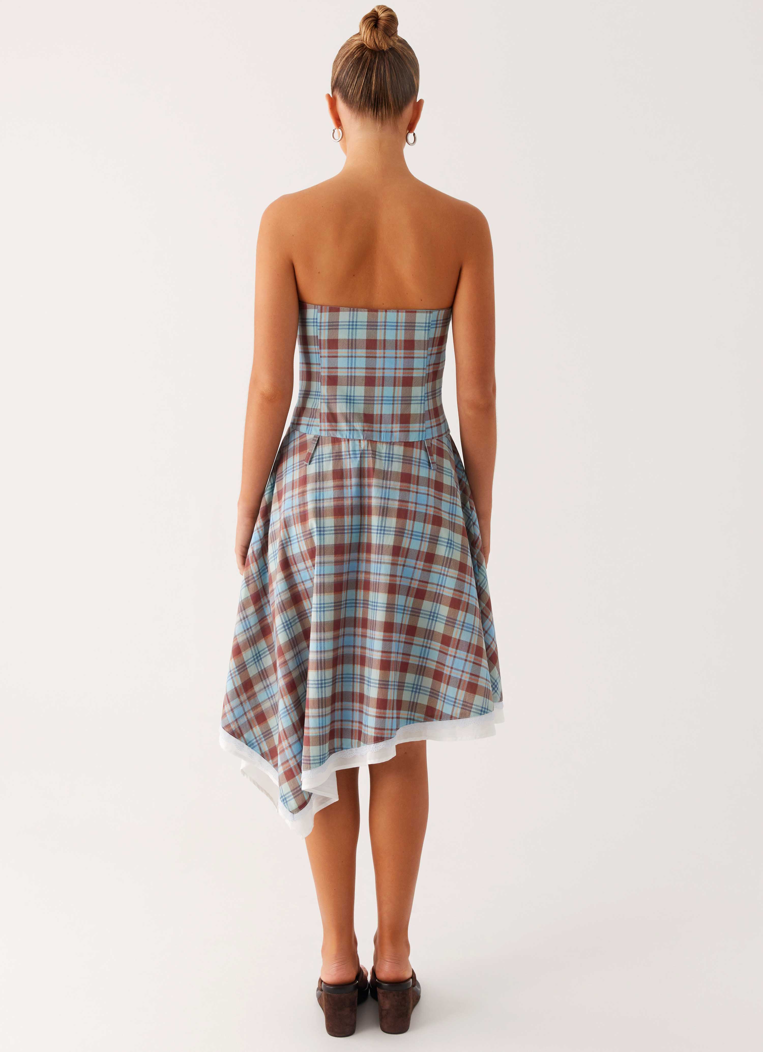 Tonie Strapless Midi Dress - Shoreline Check - Image 5