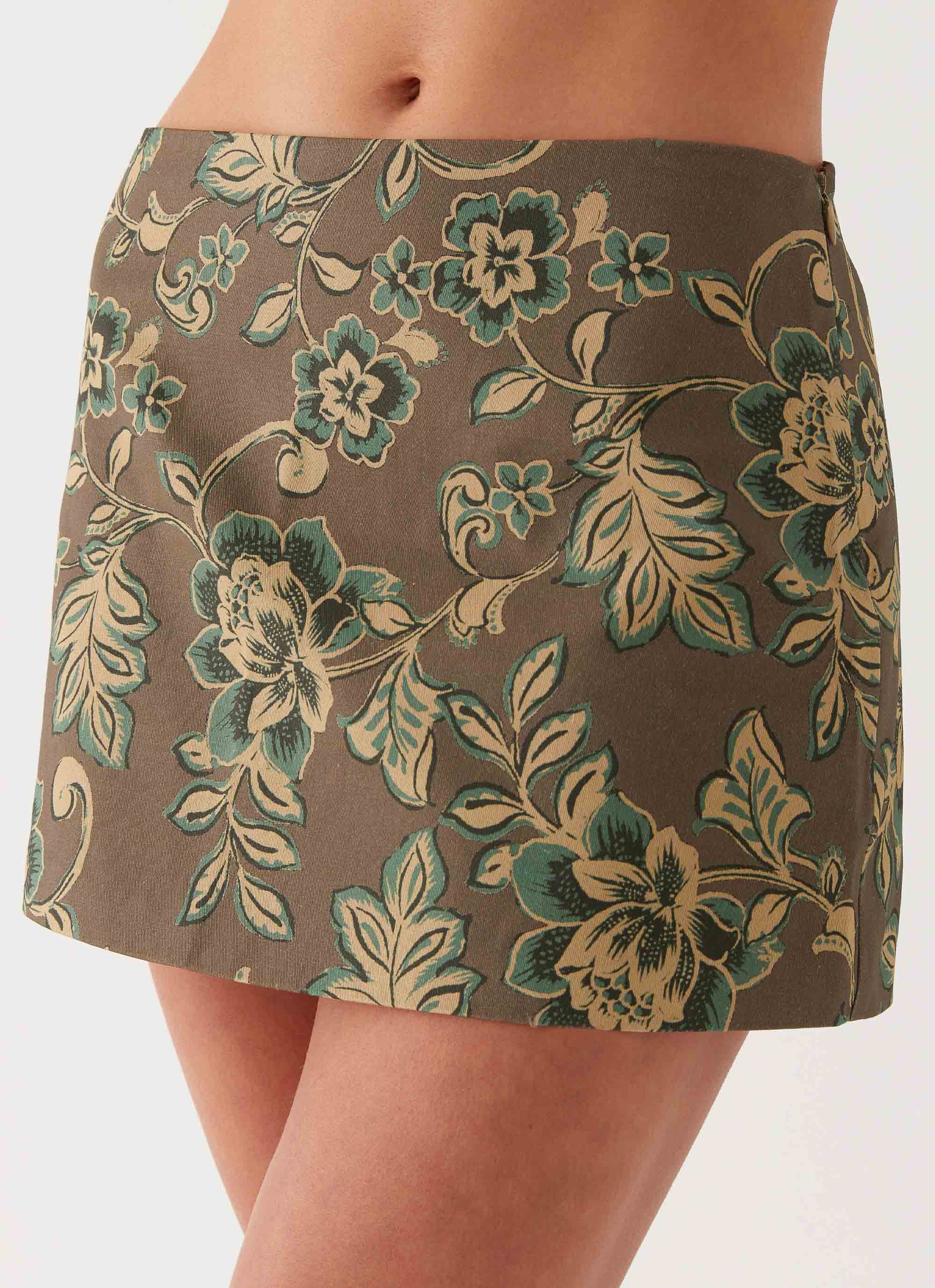 Tonnie Floral Mini Skirt - Brown Floral - Image 5