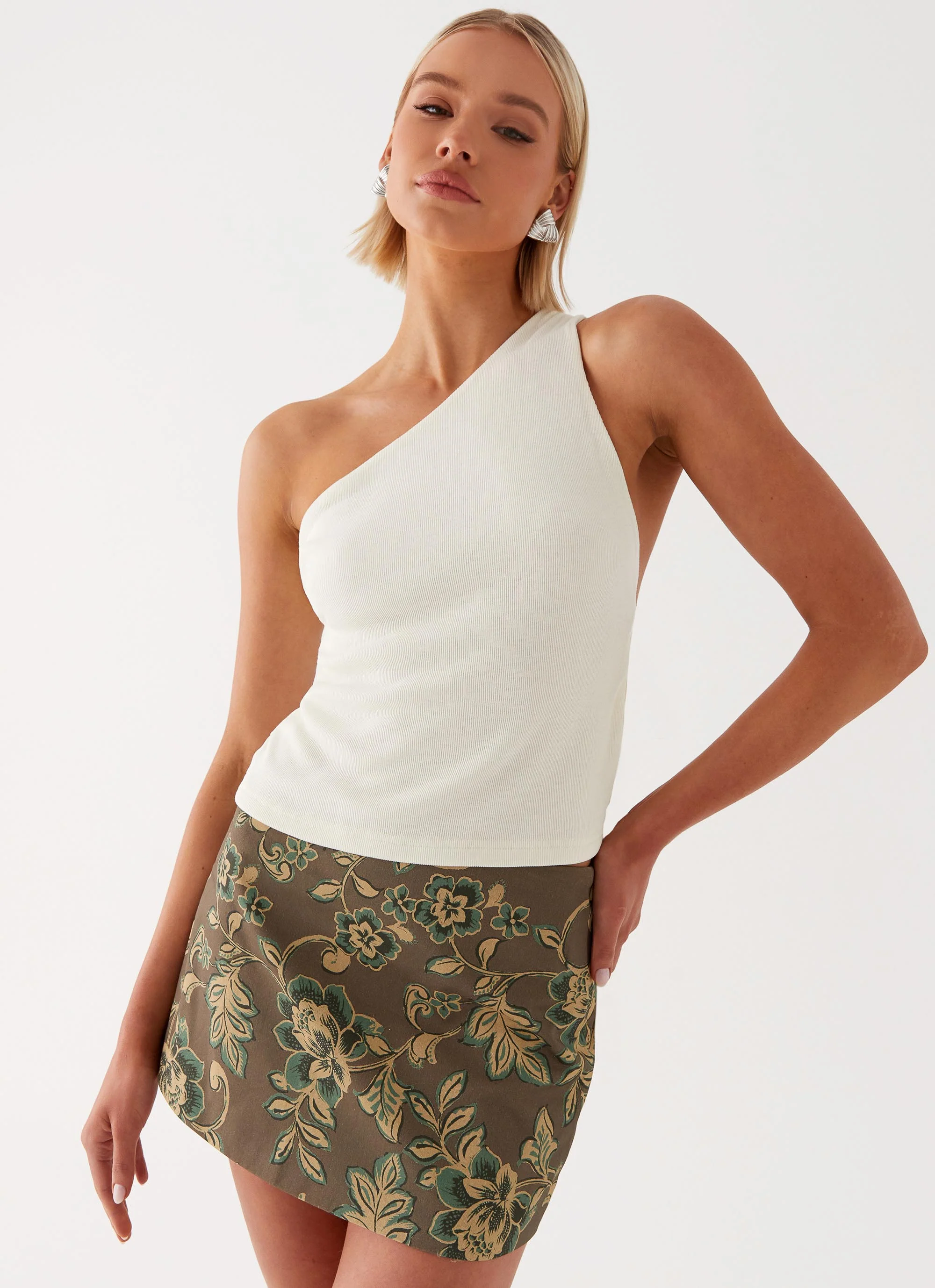 Tonnie Floral Mini Skirt - Brown Floral - Image 6