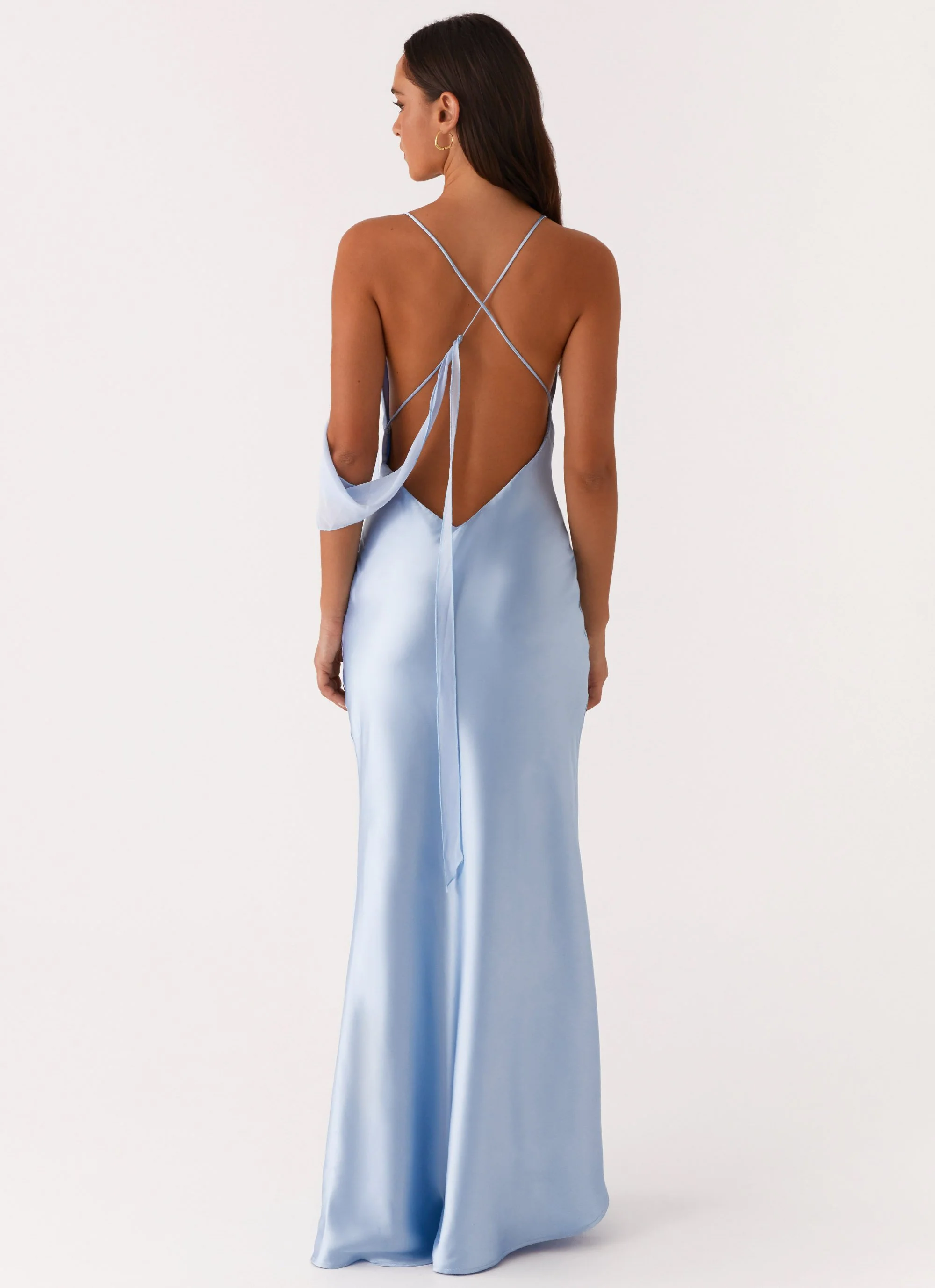 Too Sweet Satin Maxi Dress - Blue - Image 4