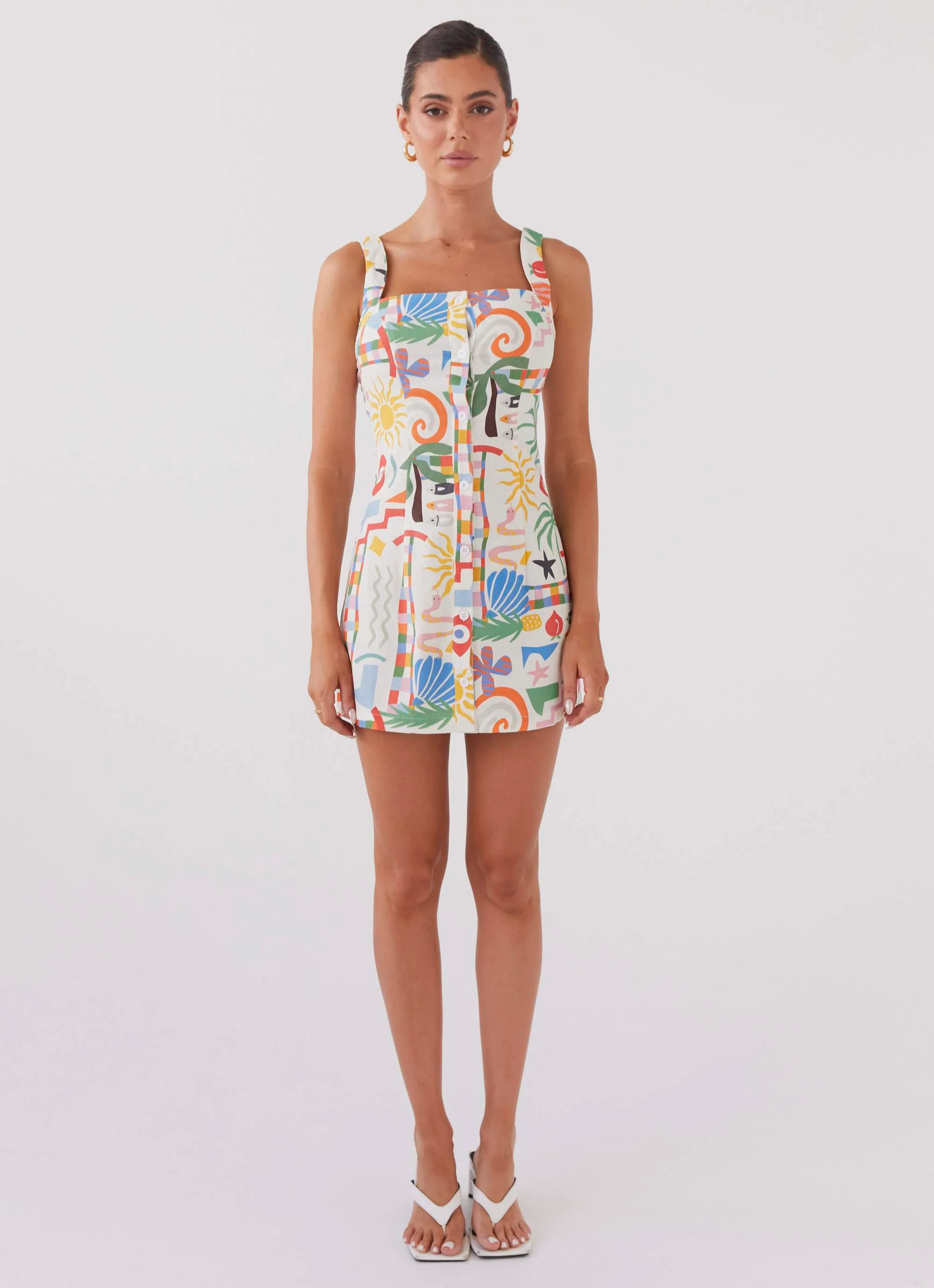 Tori Linen Mini Dress - Summer Palm - Image 2