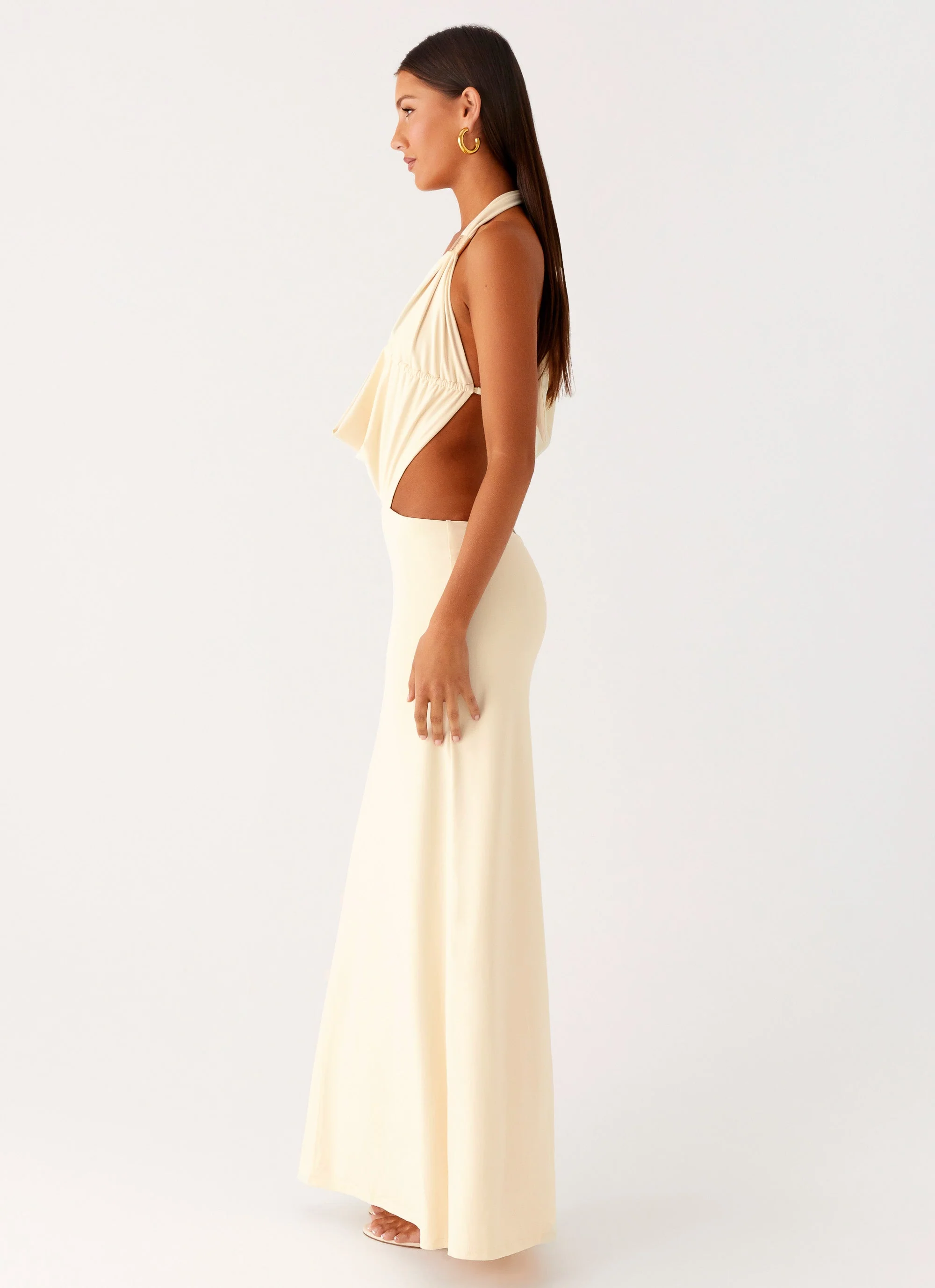 Torina Halter Maxi Dress - Lemon - Image 2