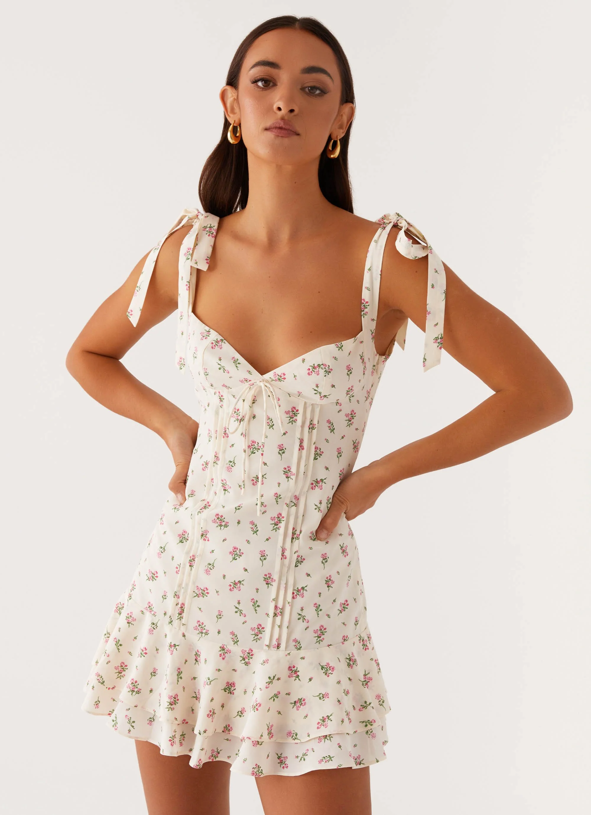 Tova Mini Dress - White Flower - Image 6