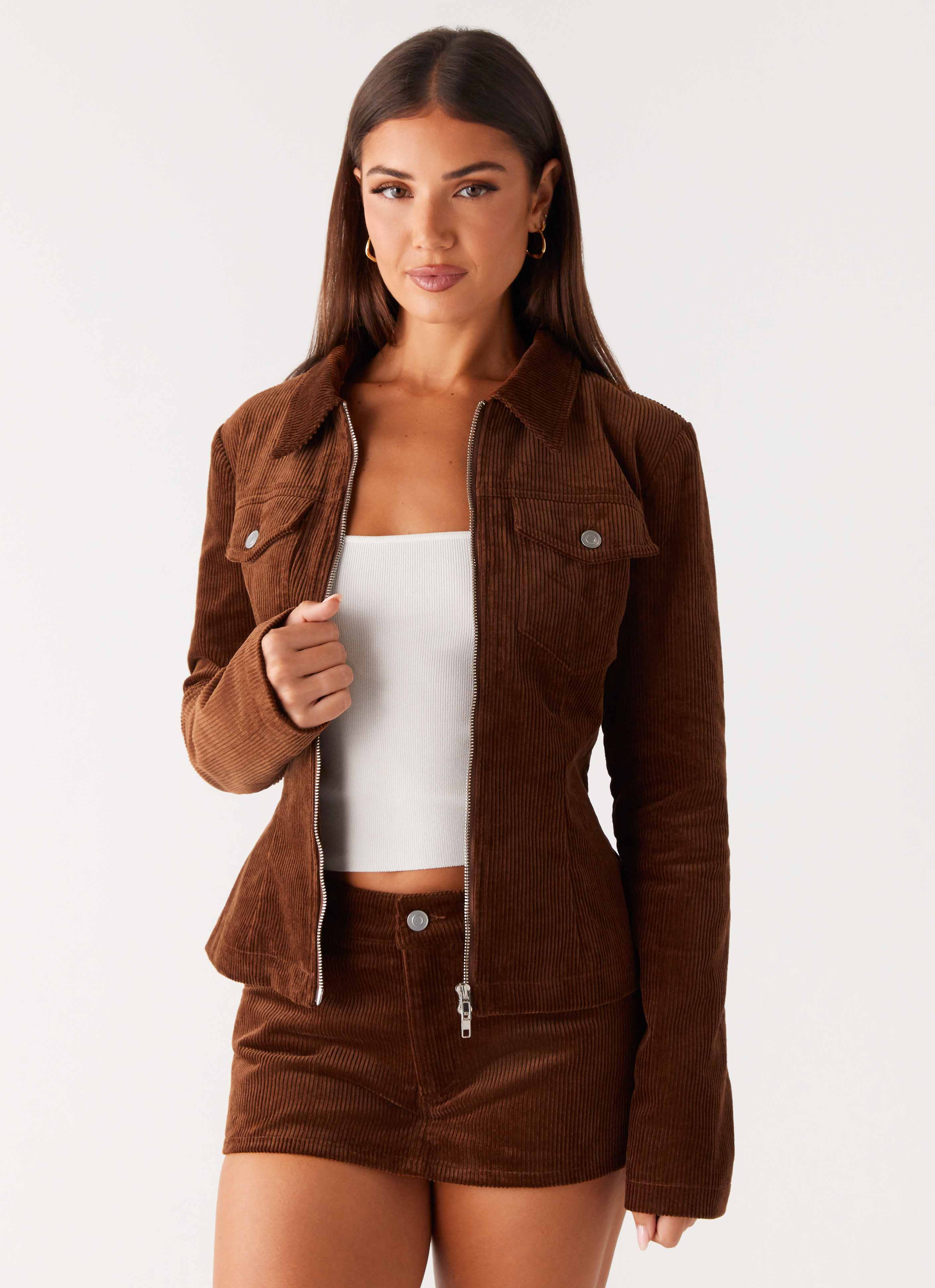 Tropics Low Rise Cord Mini Skort - Walnut - Image 6