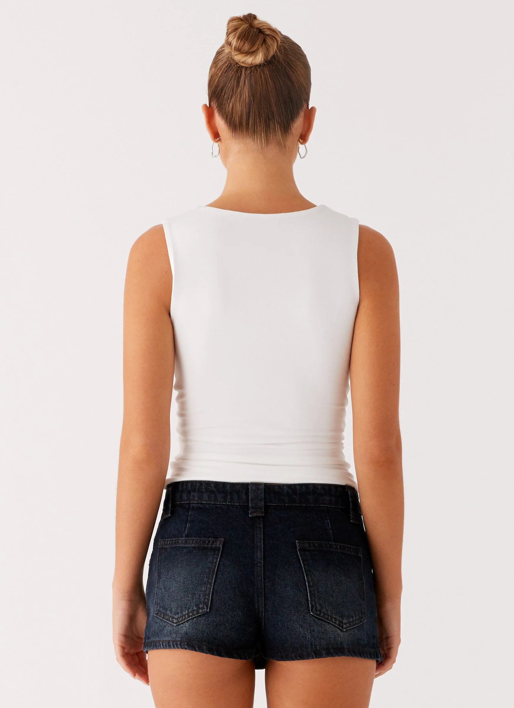 Tropics Low Rise Denim Mini Skort - Washed Dark Blue - Image 4