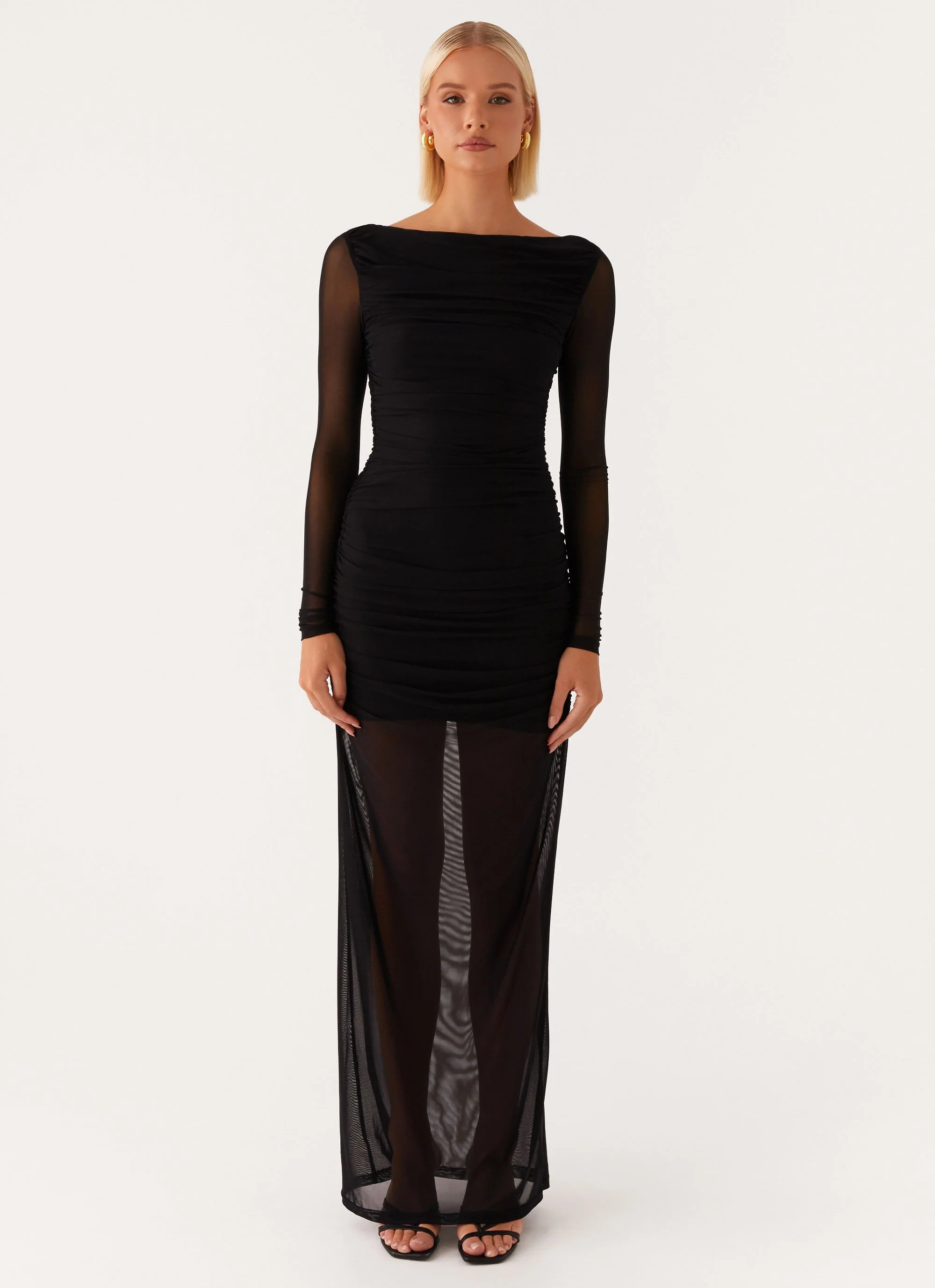 Truly you Mesh Maxi Dress - Black - Image 2