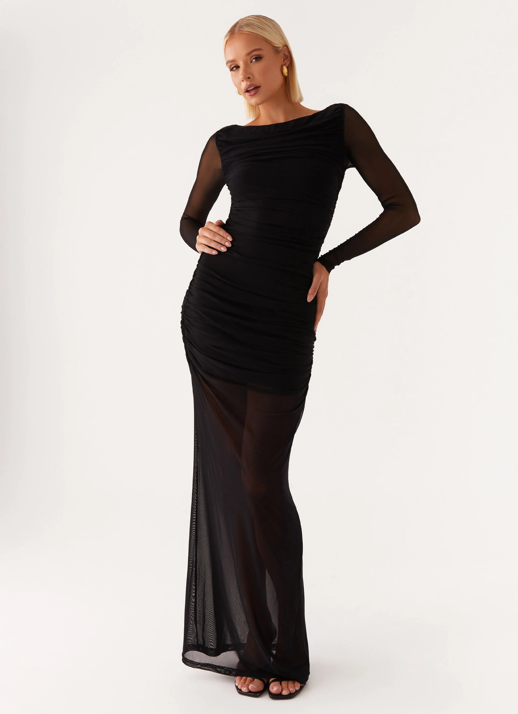 Truly you Mesh Maxi Dress - Black - Image 6