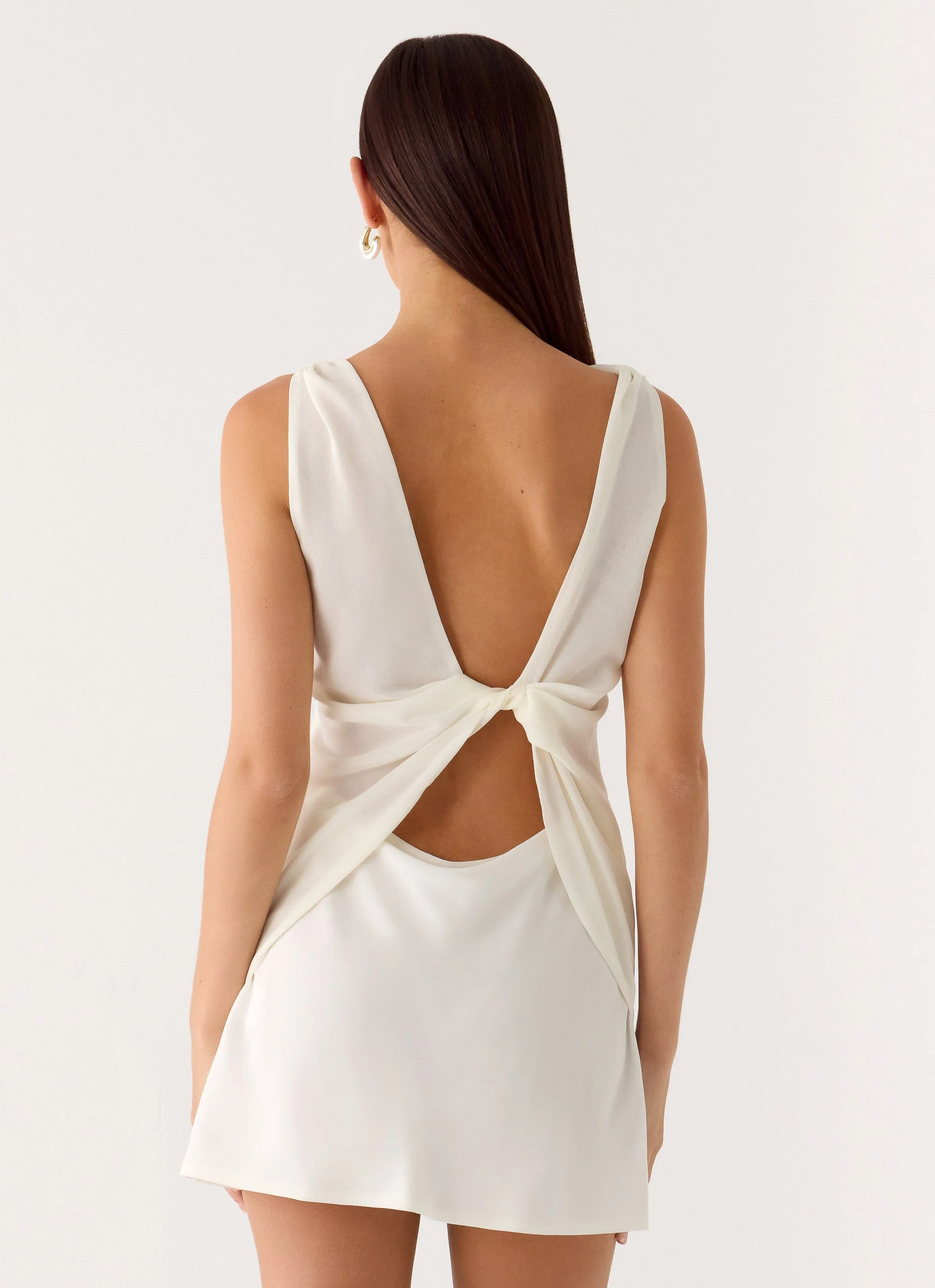 Tuscan Glow Chiffon Mini Dress - Ivory - Image 3