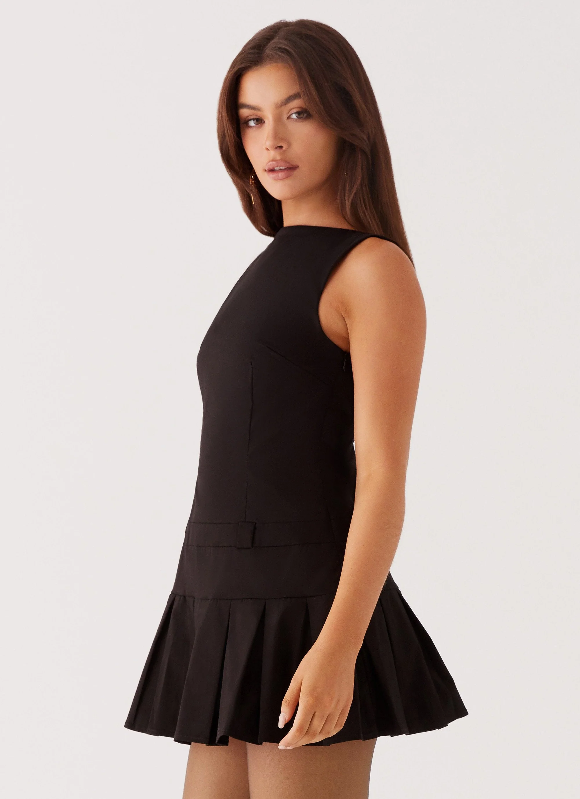 Twilight Pleated Mini Dress - Black - Image 5