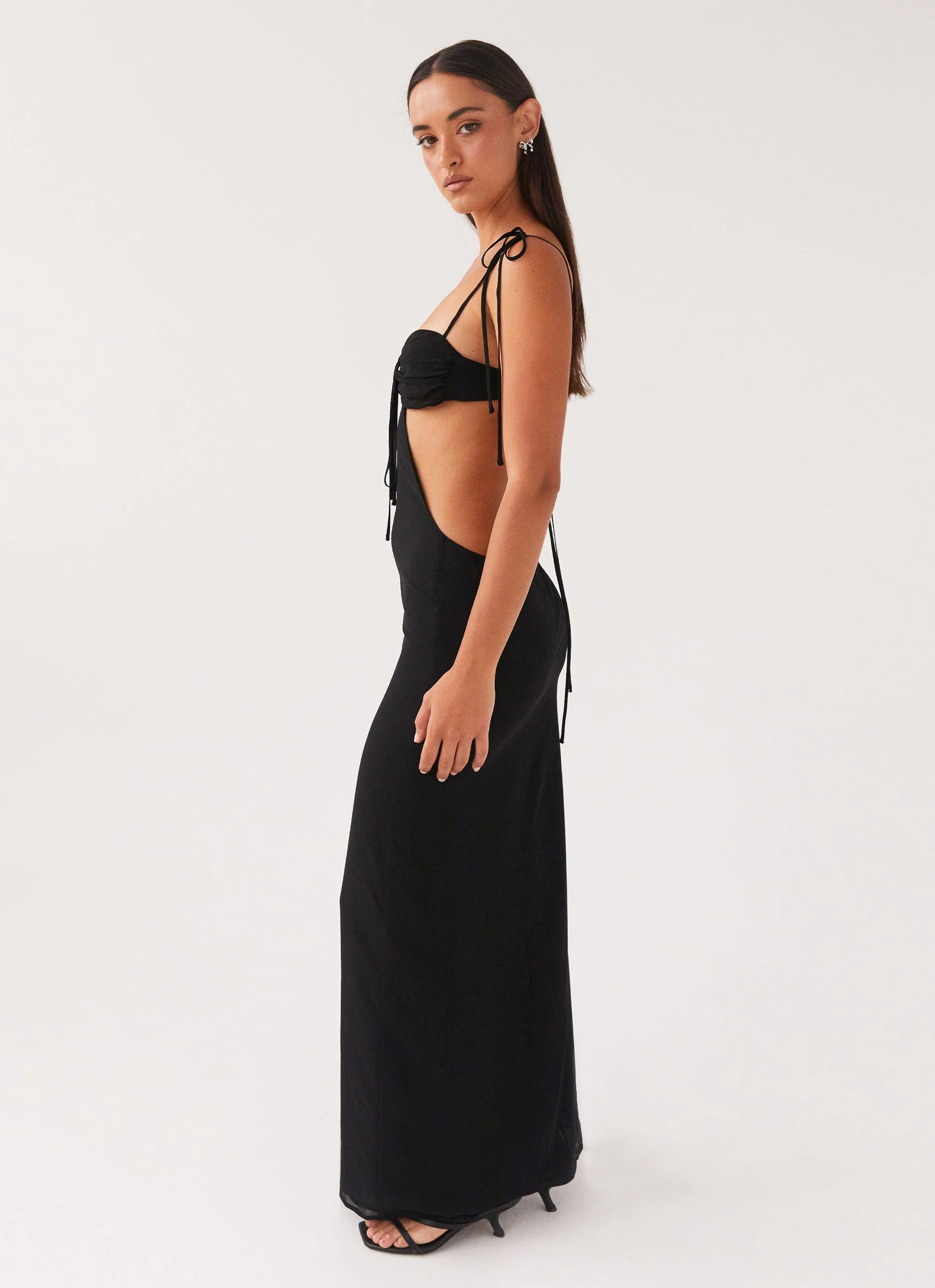 Tyra Ruched Maxi Dress - Black - Image 2
