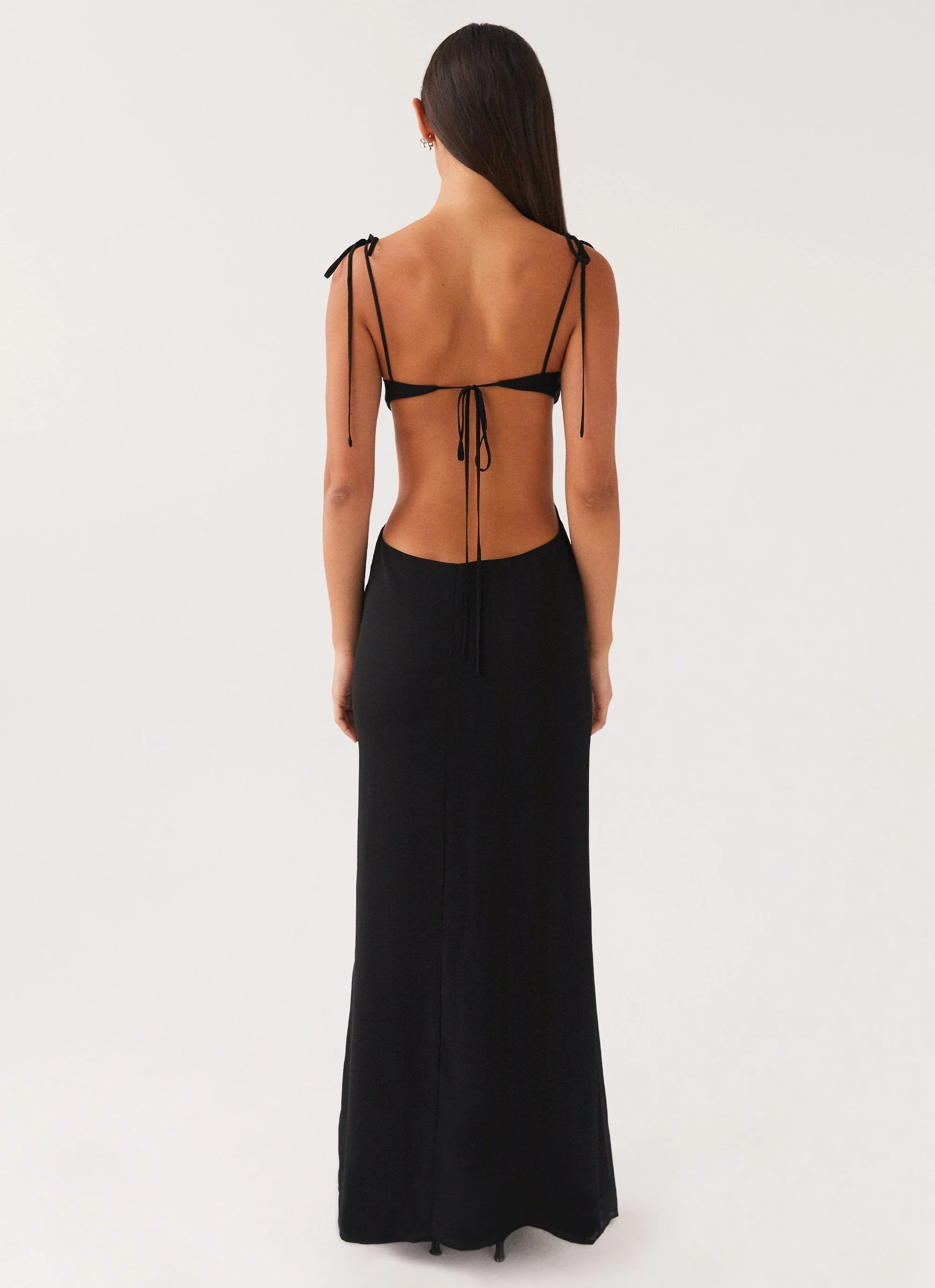 Tyra Ruched Maxi Dress - Black - Image 4