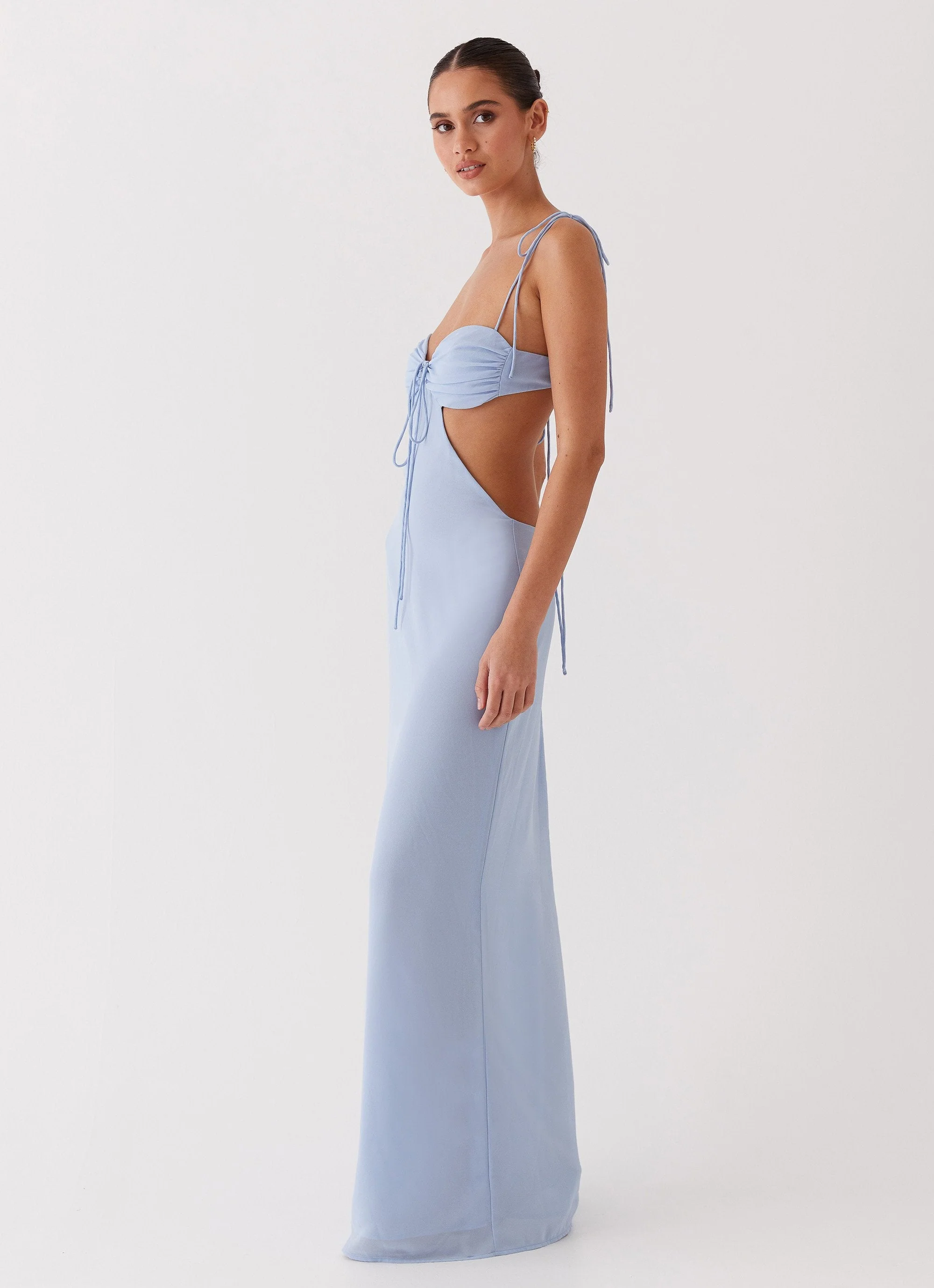 Tyra Ruched Maxi Dress - Blue - Image 5