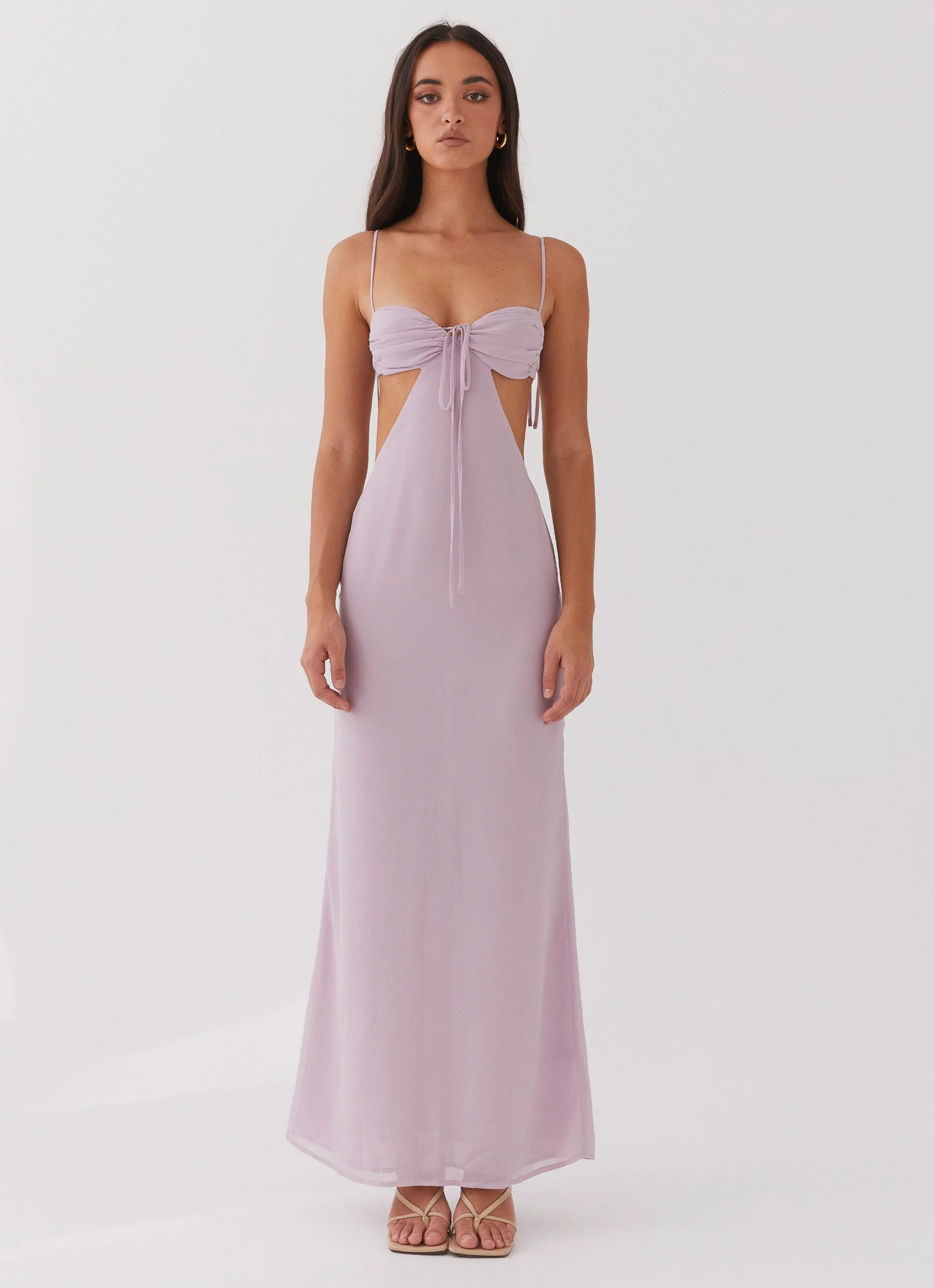 Tyra Ruched Maxi Dress - Lavender - Image 3