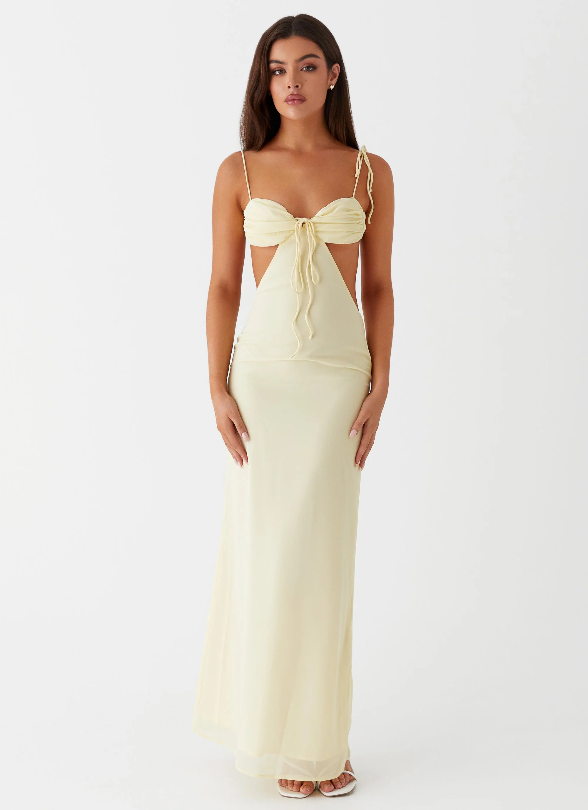 Tyra Ruched Maxi Dress - Yellow - Image 2