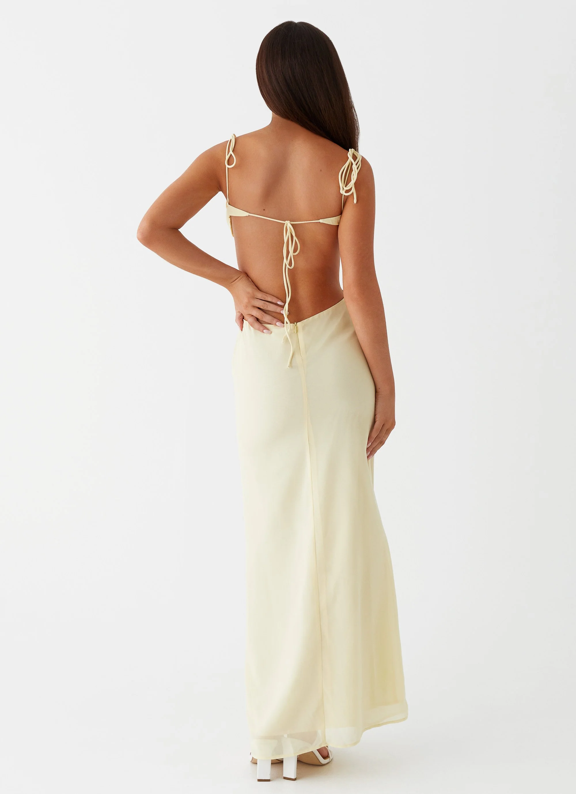 Tyra Ruched Maxi Dress - Yellow - Image 4