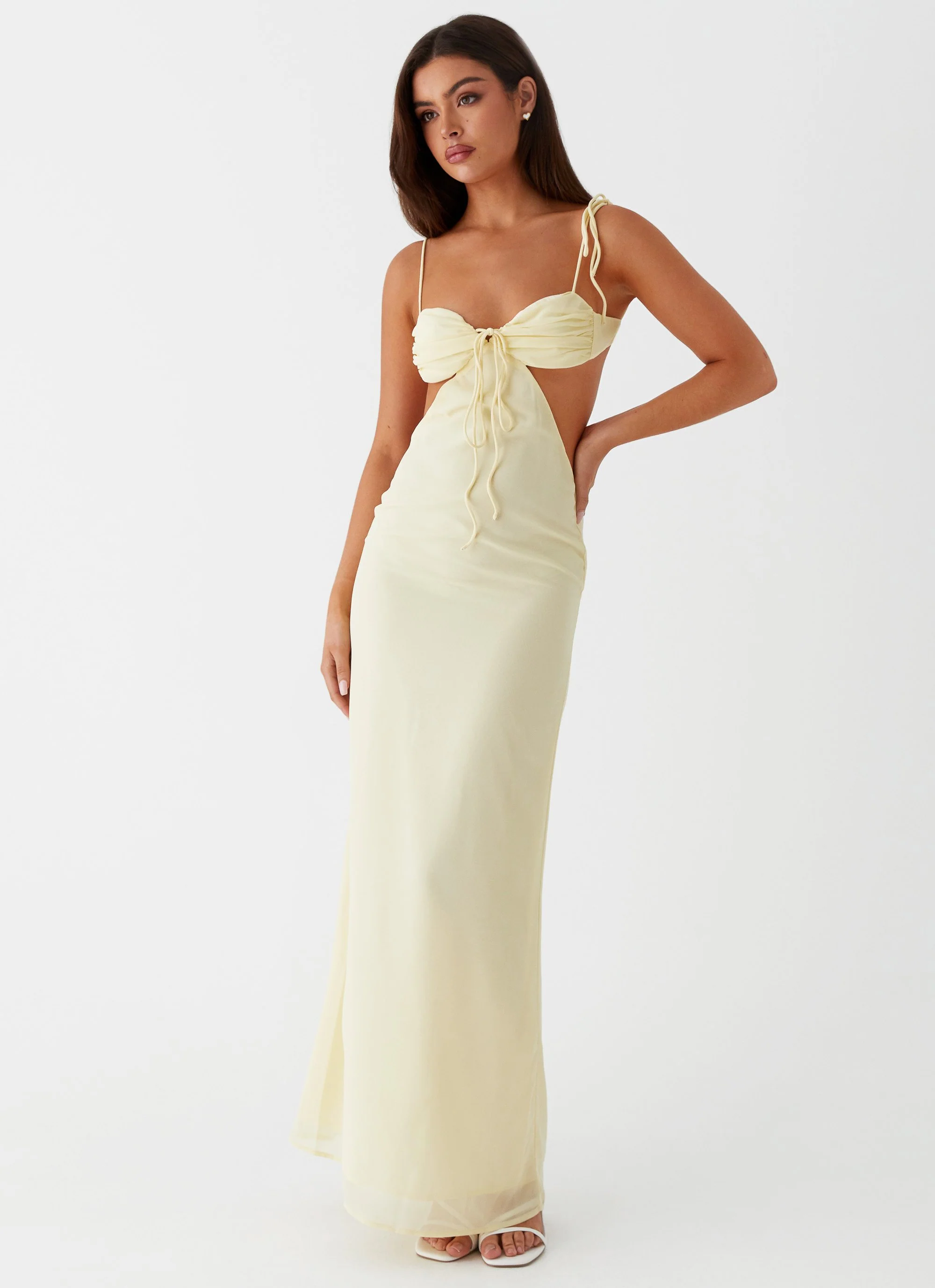 Tyra Ruched Maxi Dress - Yellow - Image 5