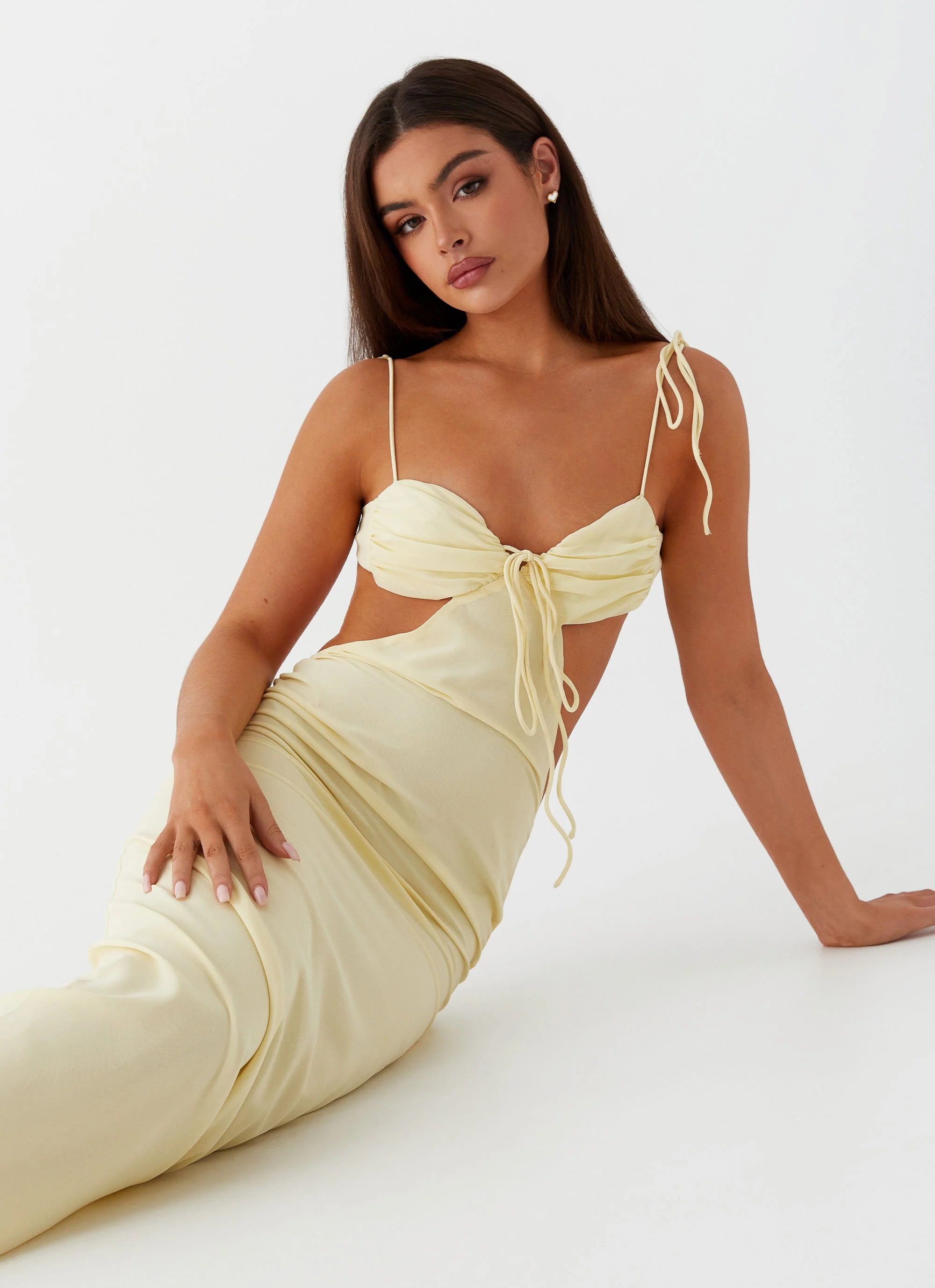Tyra Ruched Maxi Dress - Yellow - Image 6