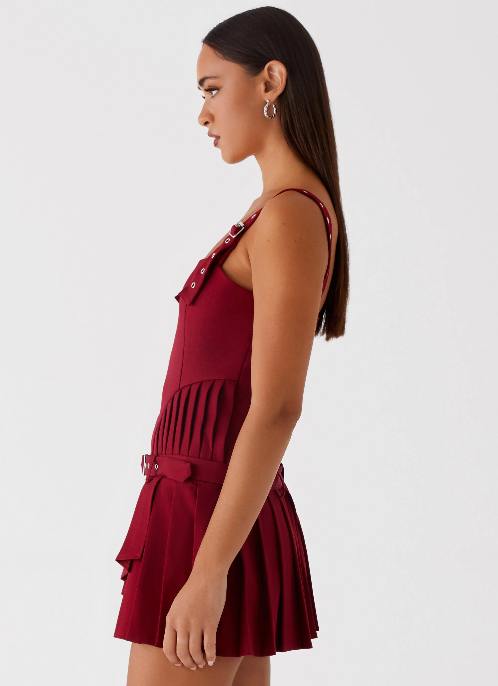 Uma Mini Dress - Cherry Red - Image 4