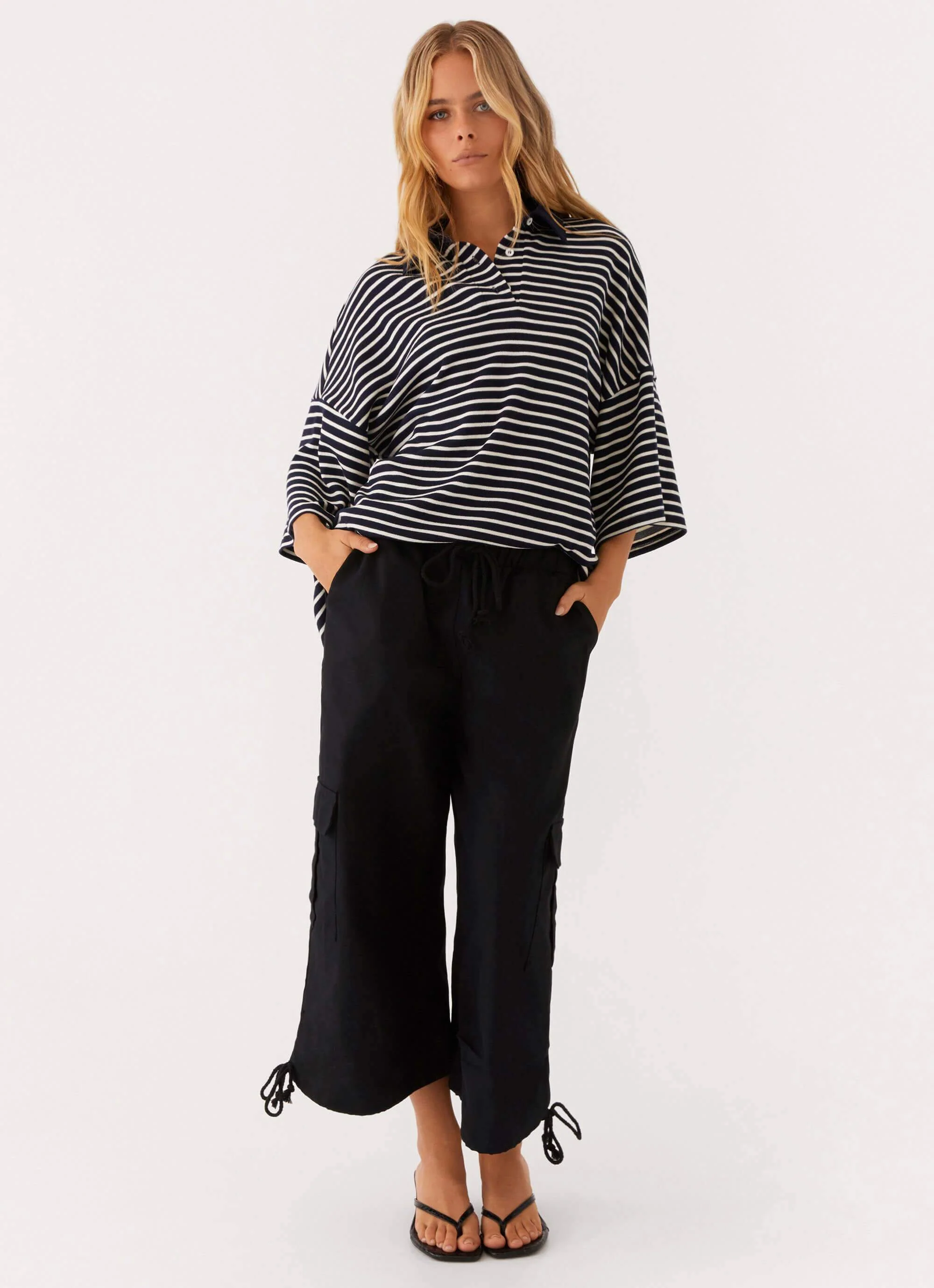Undefeated Oversized Polo Top - Stripe - Image 2