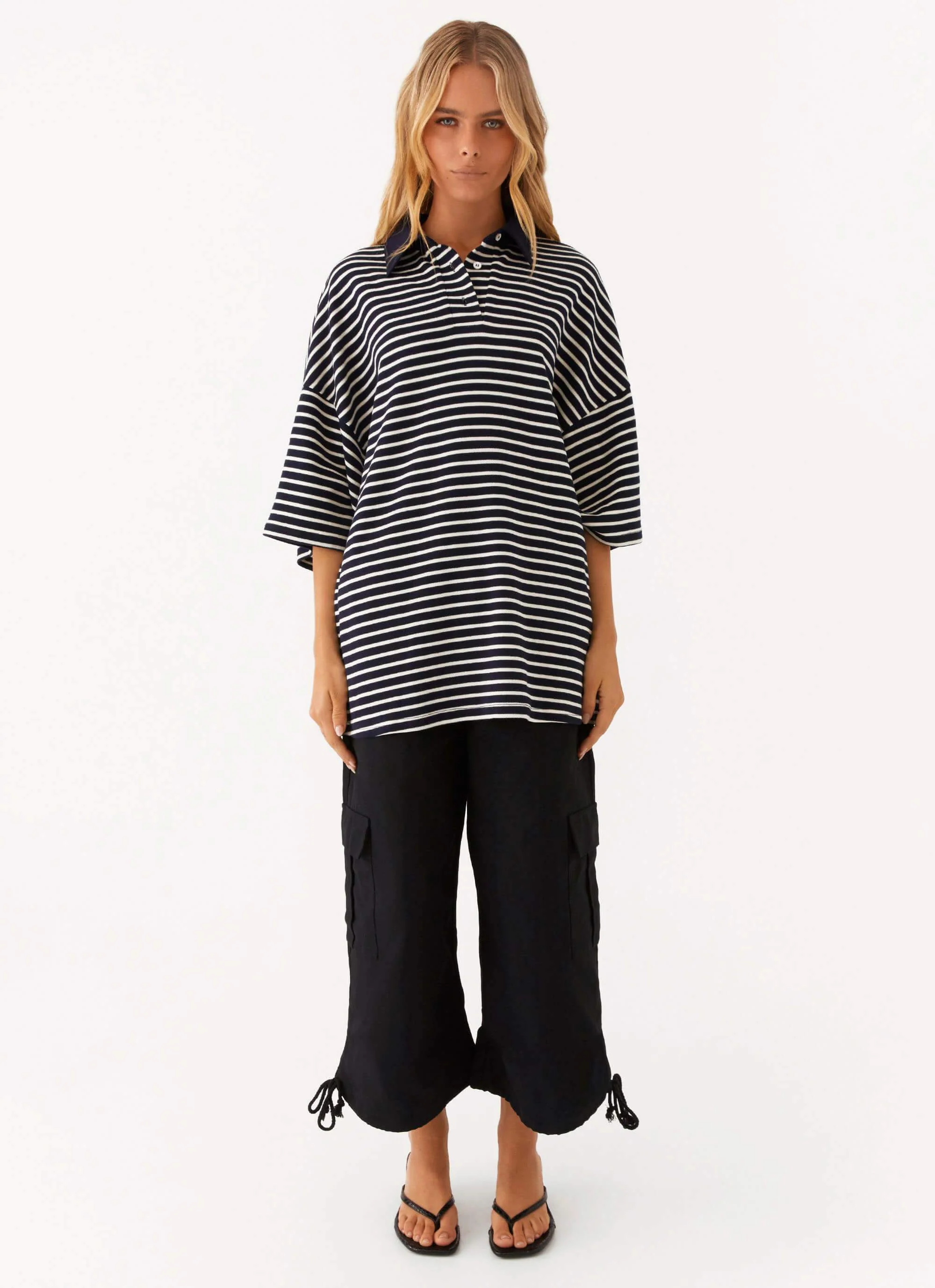 Undefeated Oversized Polo Top - Stripe - Image 3