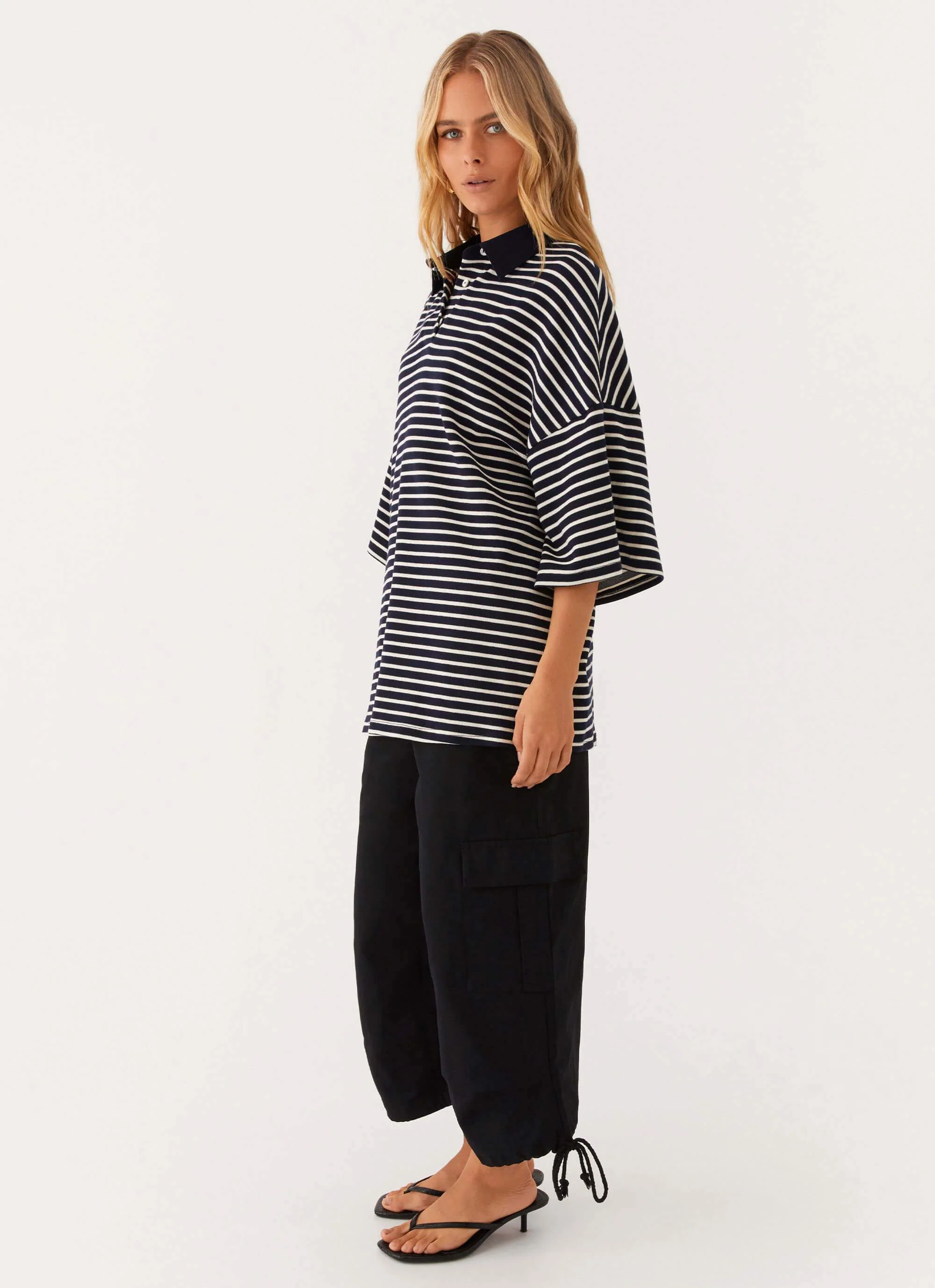 Undefeated Oversized Polo Top - Stripe - Image 4