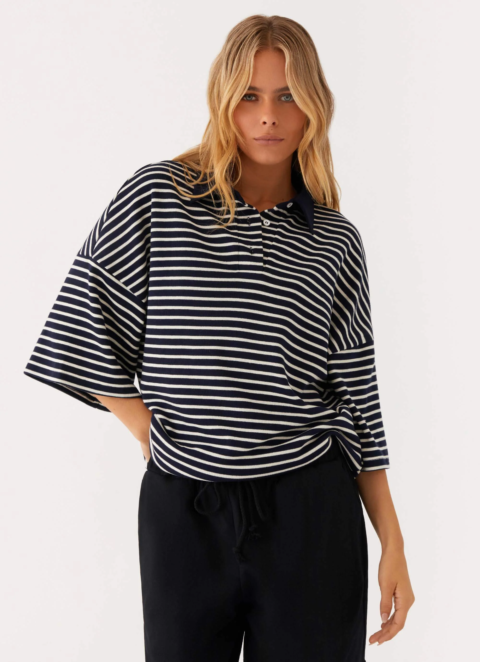 Undefeated Oversized Polo Top - Stripe - Image 6