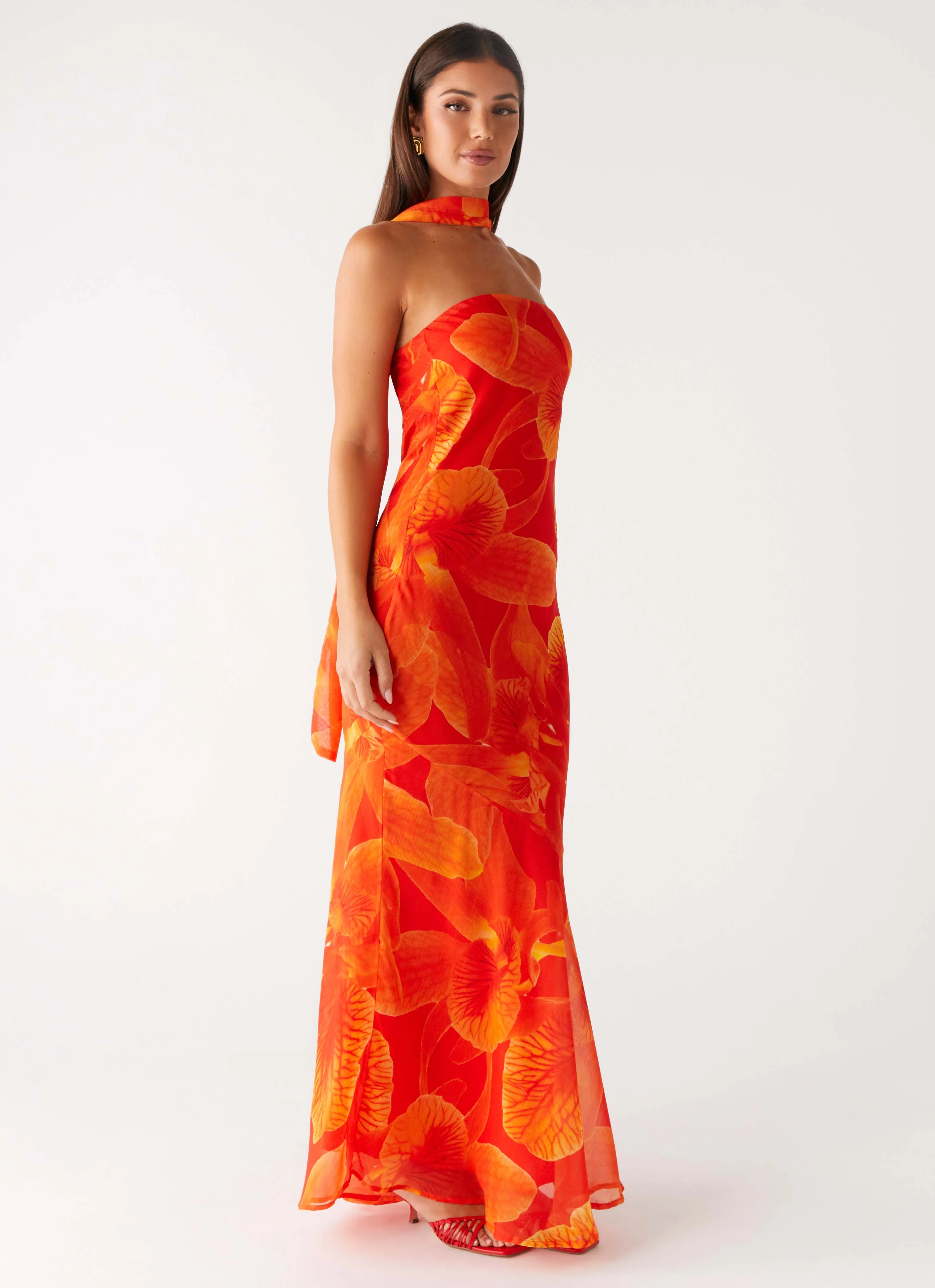 Under The Pagoda Maxi Dress - Orange Floral - Image 2