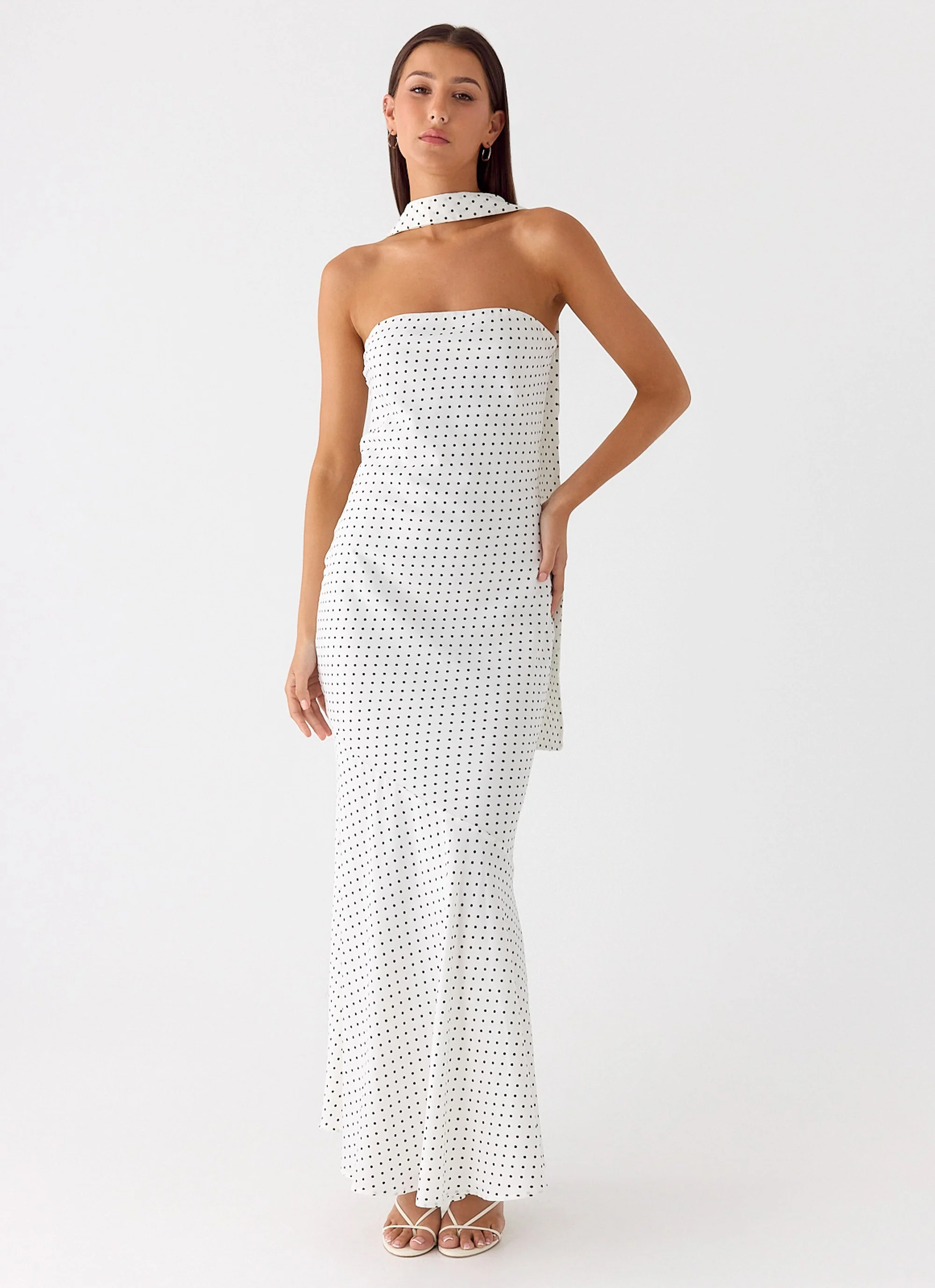 Under The Pagoda Maxi Dress - White Polkadot - Image 7