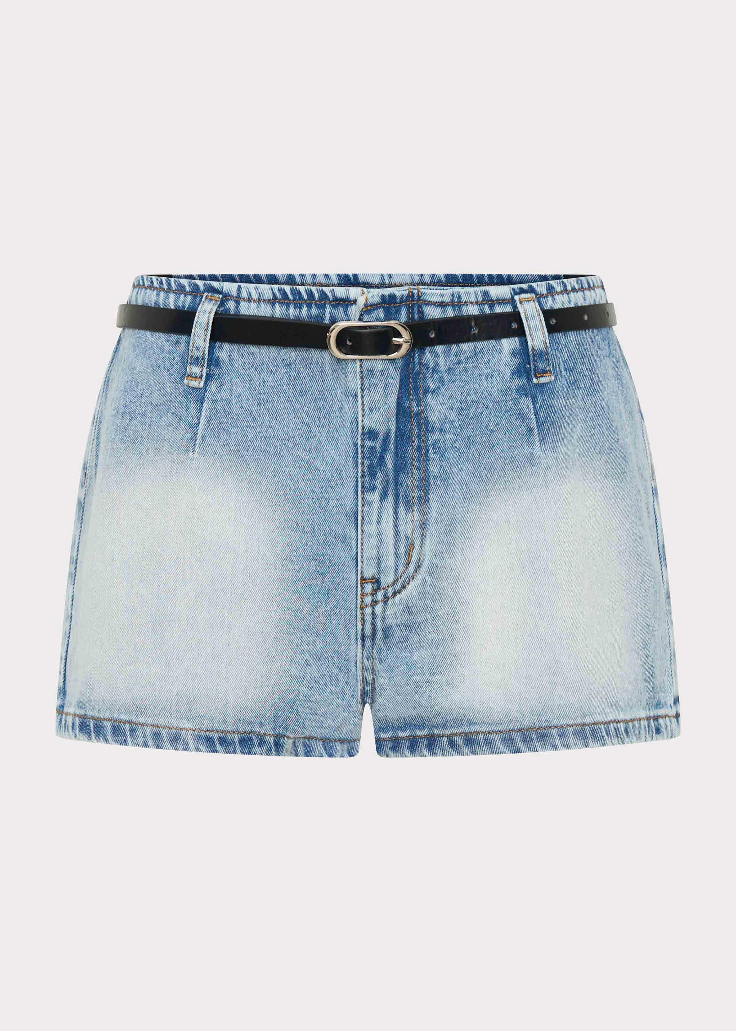 Unreal Denim Mini Shorts - Bleached Blue - Image 9