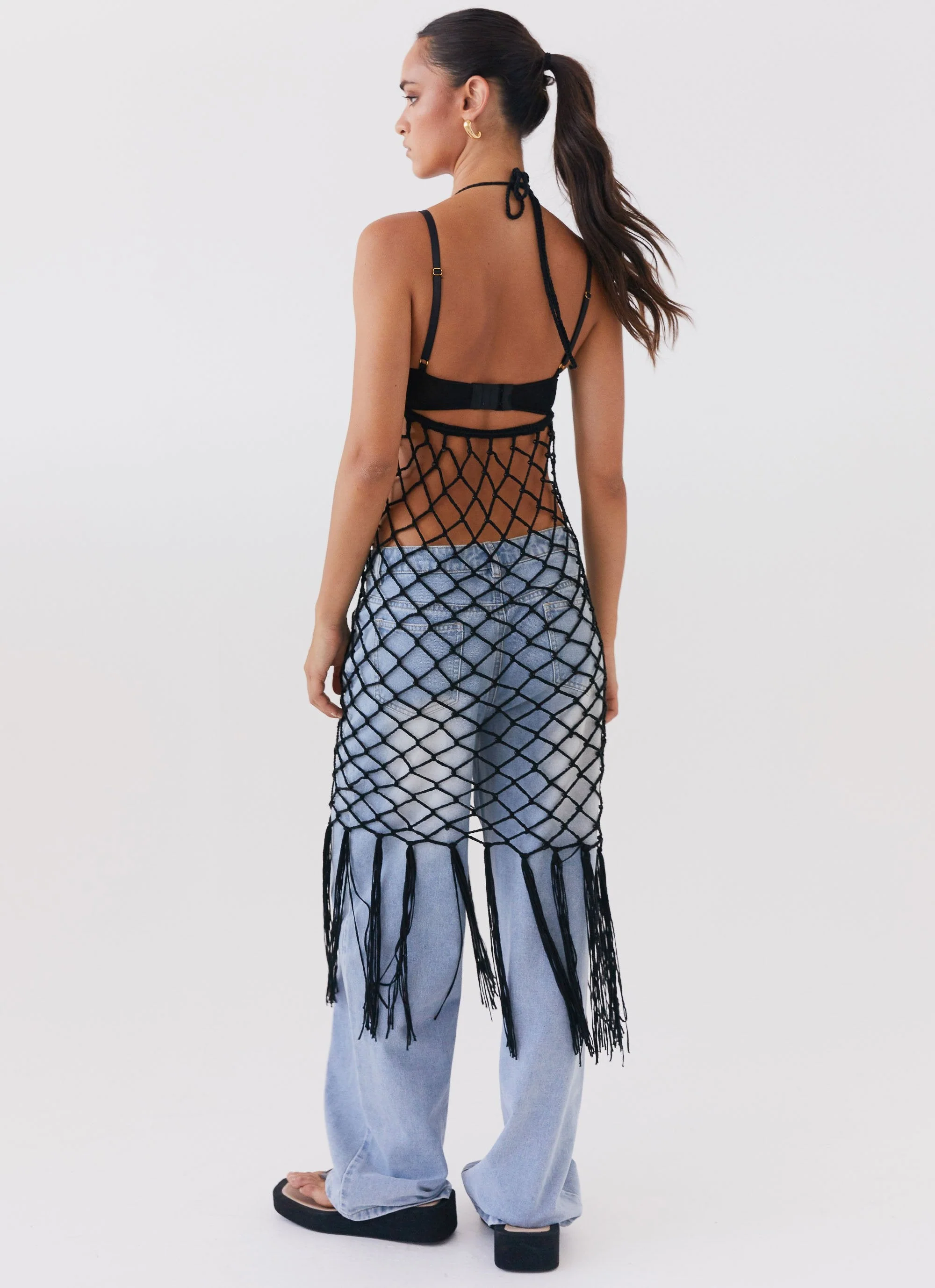 Urban Jungle Net Midi Dress - Black - Image 5
