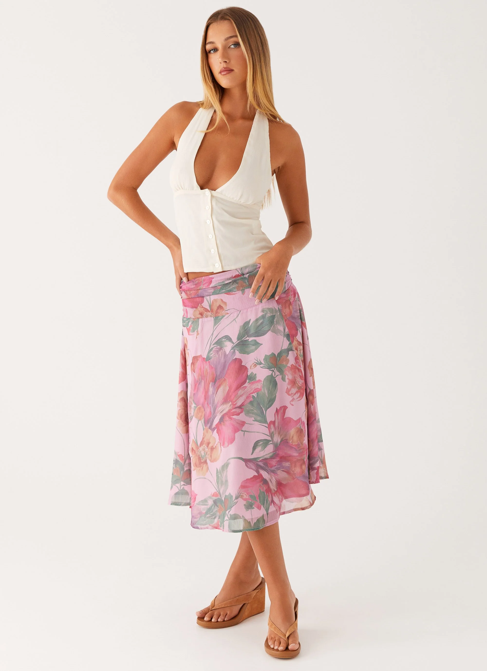 Valley Midi Skirt - Pink Floral - Image 5