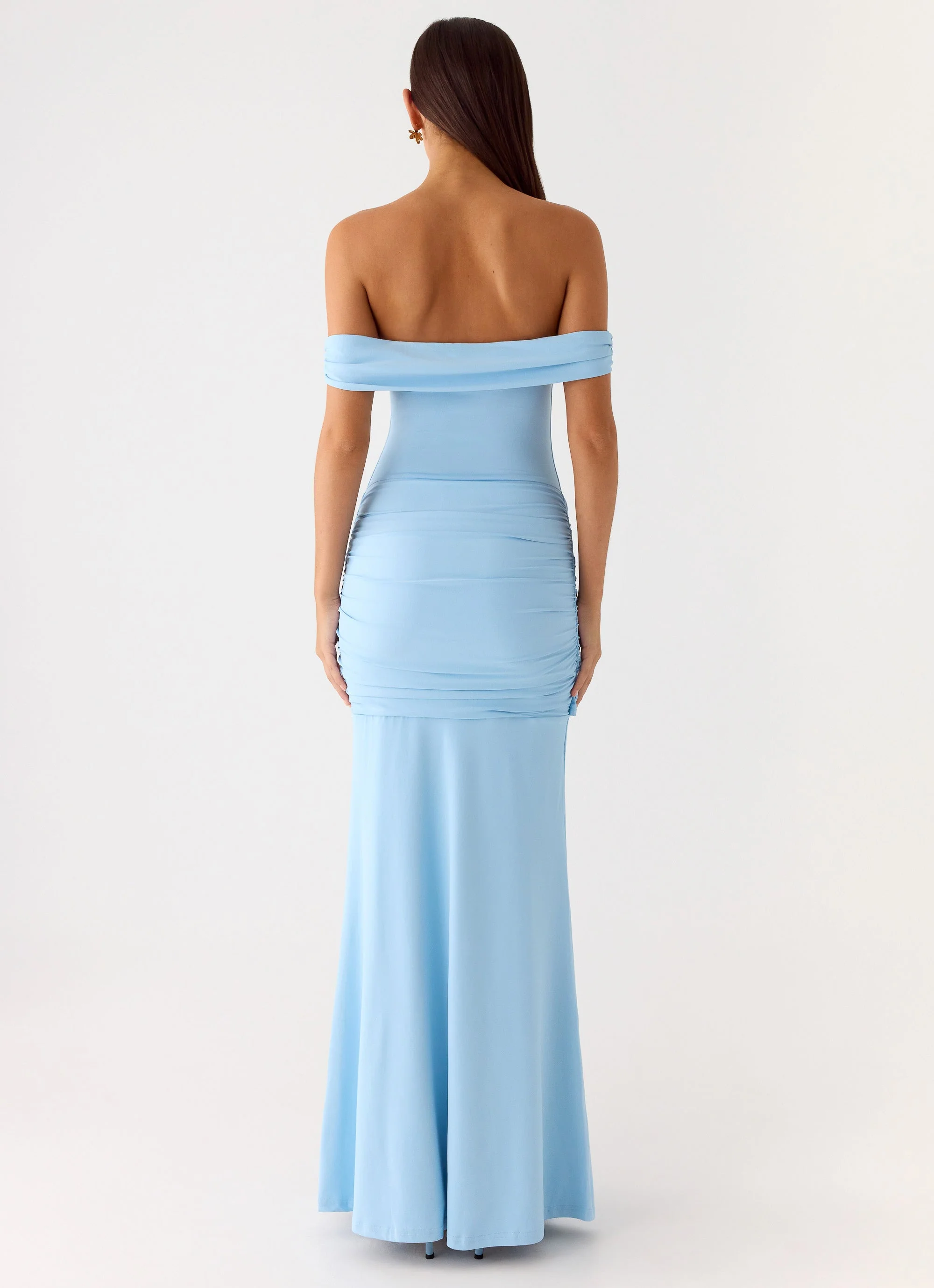 Vee Bardot Maxi Dress - Blue - Image 3