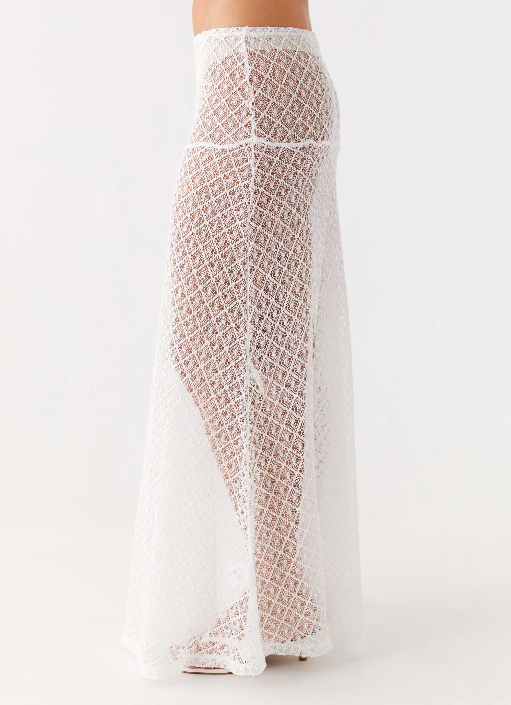 Velli Crochet Maxi Skirt - White - Image 3