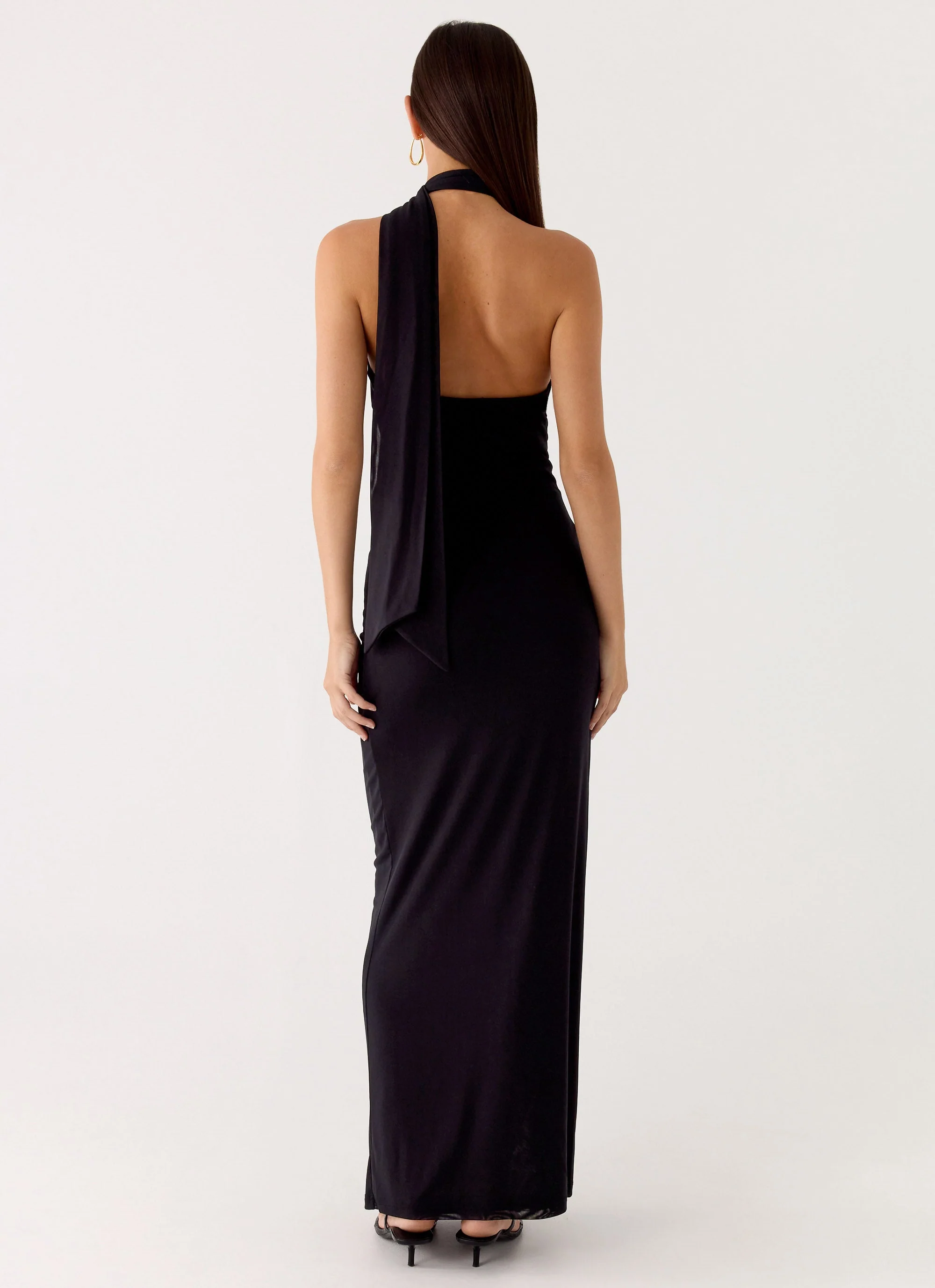 Velvet Vacation Scarf Maxi Dress - Black - Image 3