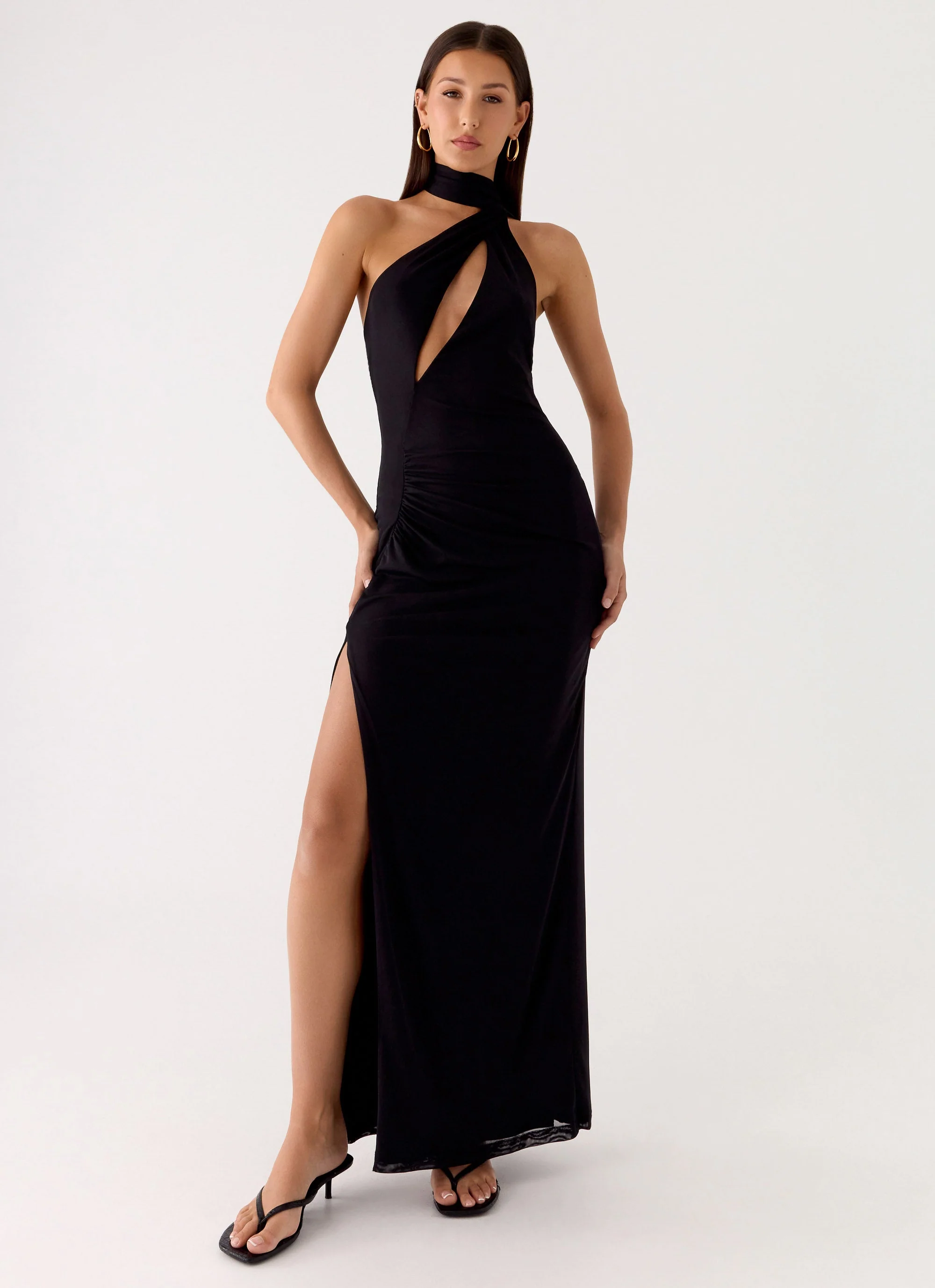 Velvet Vacation Scarf Maxi Dress - Black - Image 6