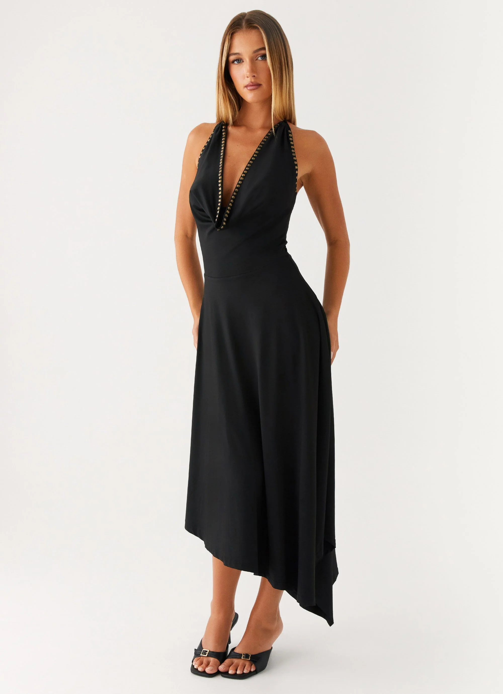 Vena Beaded Midi Dress - Black - Image 3