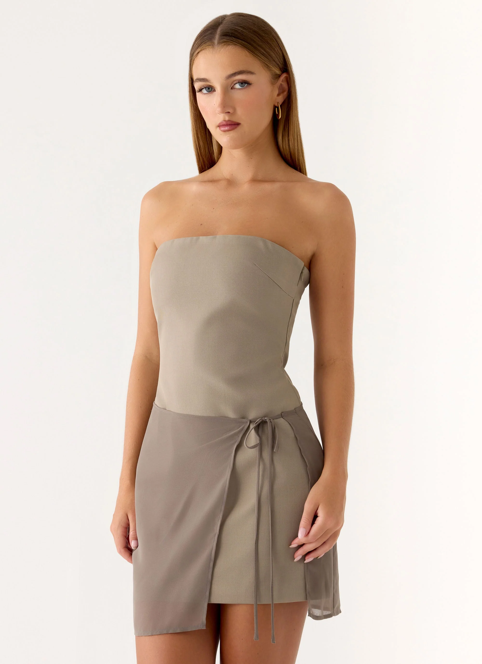 Via Veneto Mini Dress - Sand Brown - Image 4
