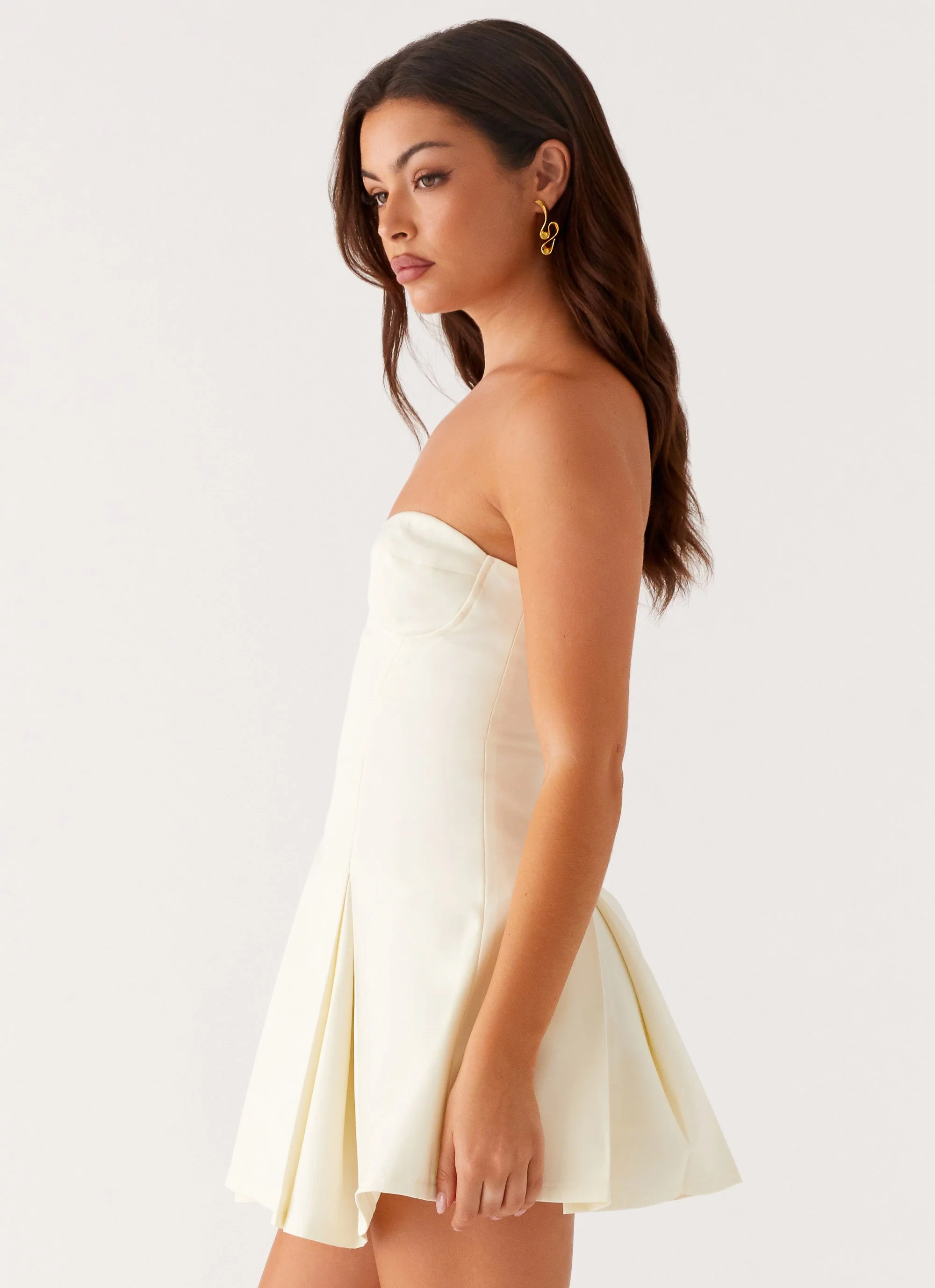 Victoria Strapless Mini Dress - Butter - Image 3