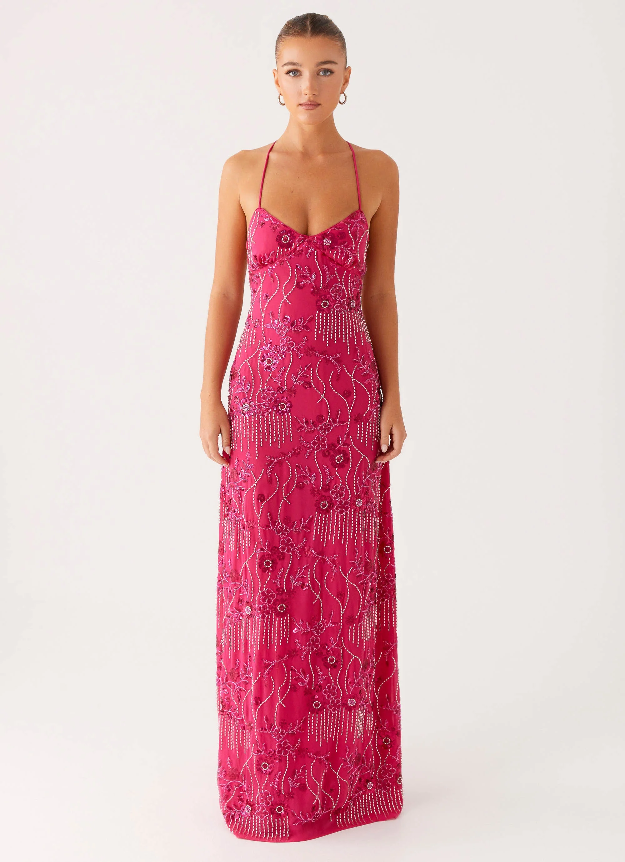 Vietta Sequin Cami Maxi Dress - Fuchsia - Image 5