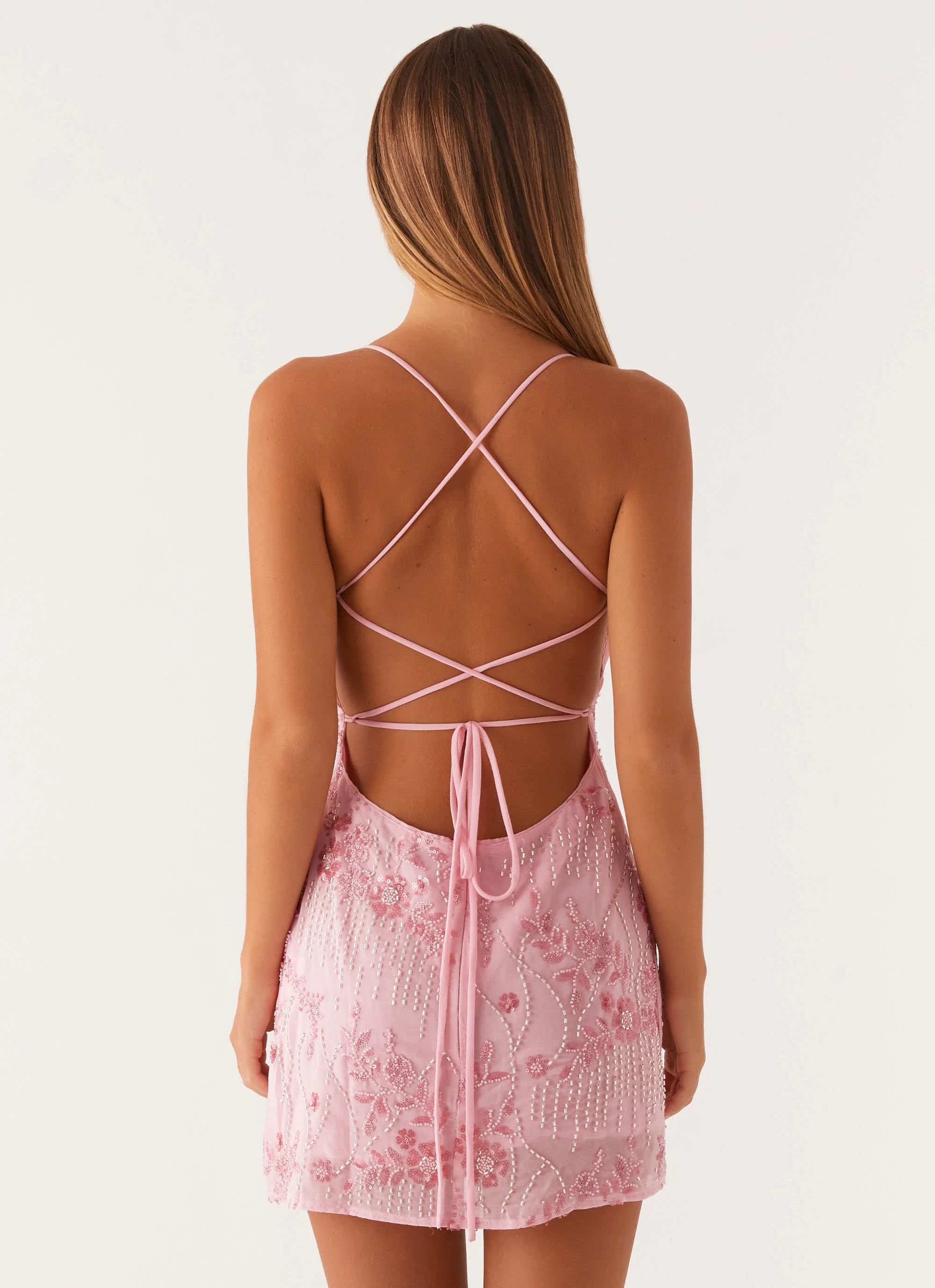 Vietta Sequin Cami Micro Mini Dress - Pink - Image 4