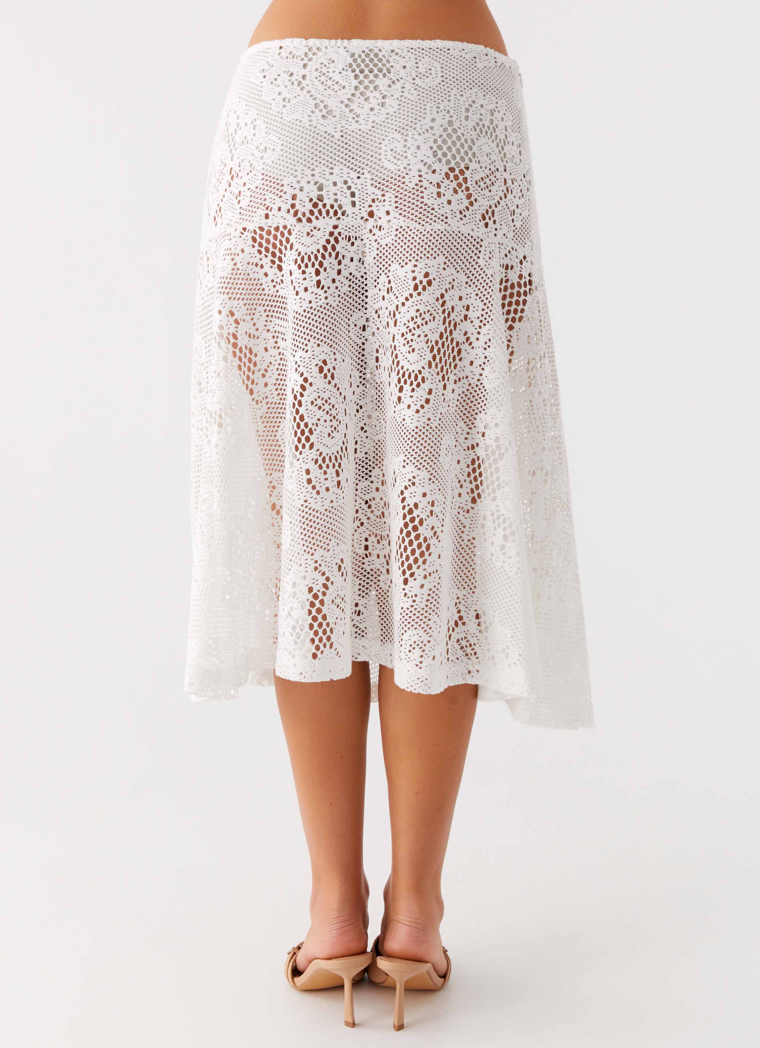 Virelle Lace Midi Skirt - Ivory - Image 4