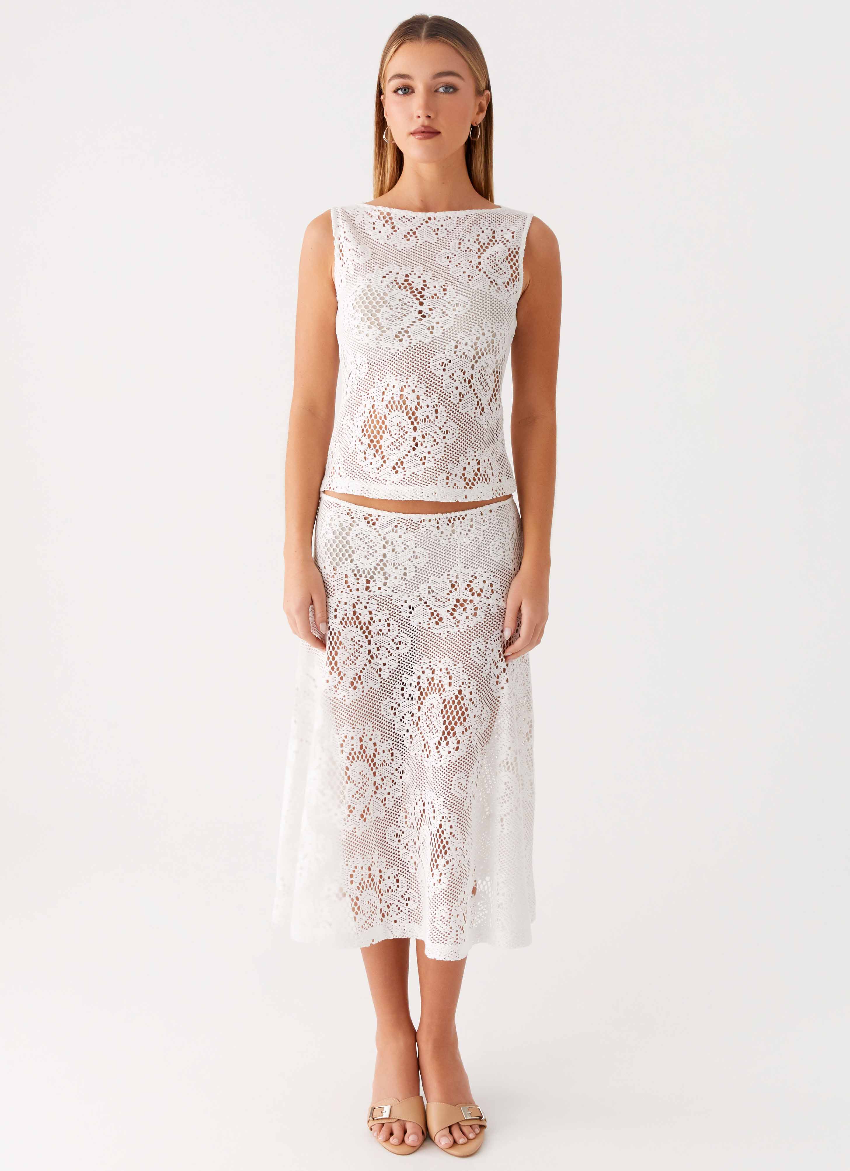 Virelle Lace Midi Skirt - Ivory - Image 5