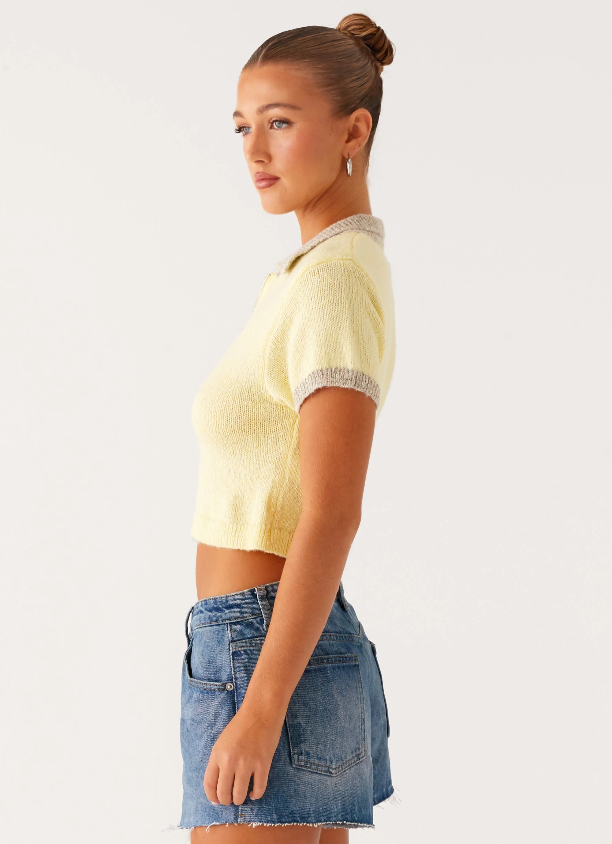 Walsh Knit Polo Top - Yellow - Image 4