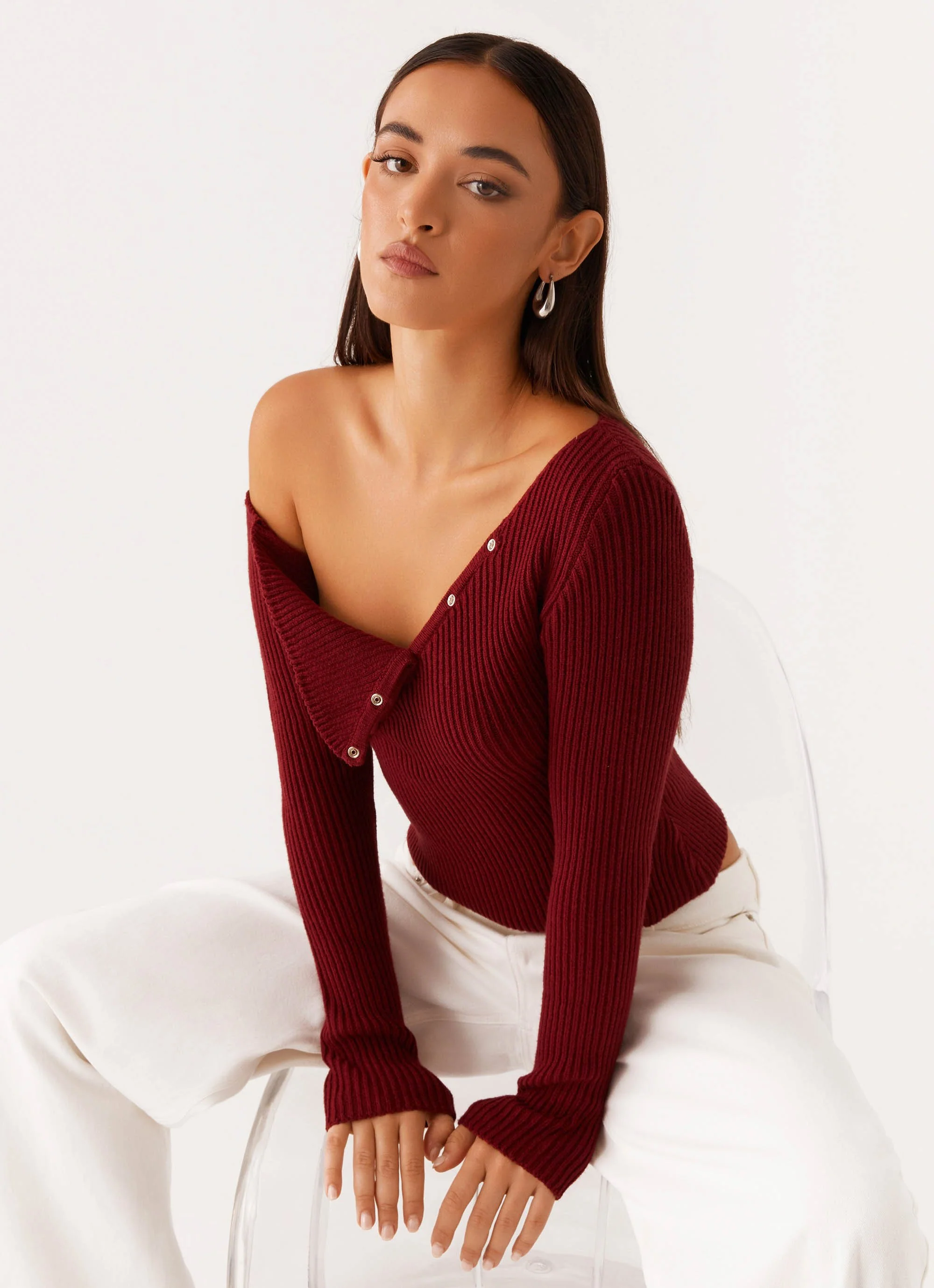 Waverly Knit Top - Maroon - Image 5