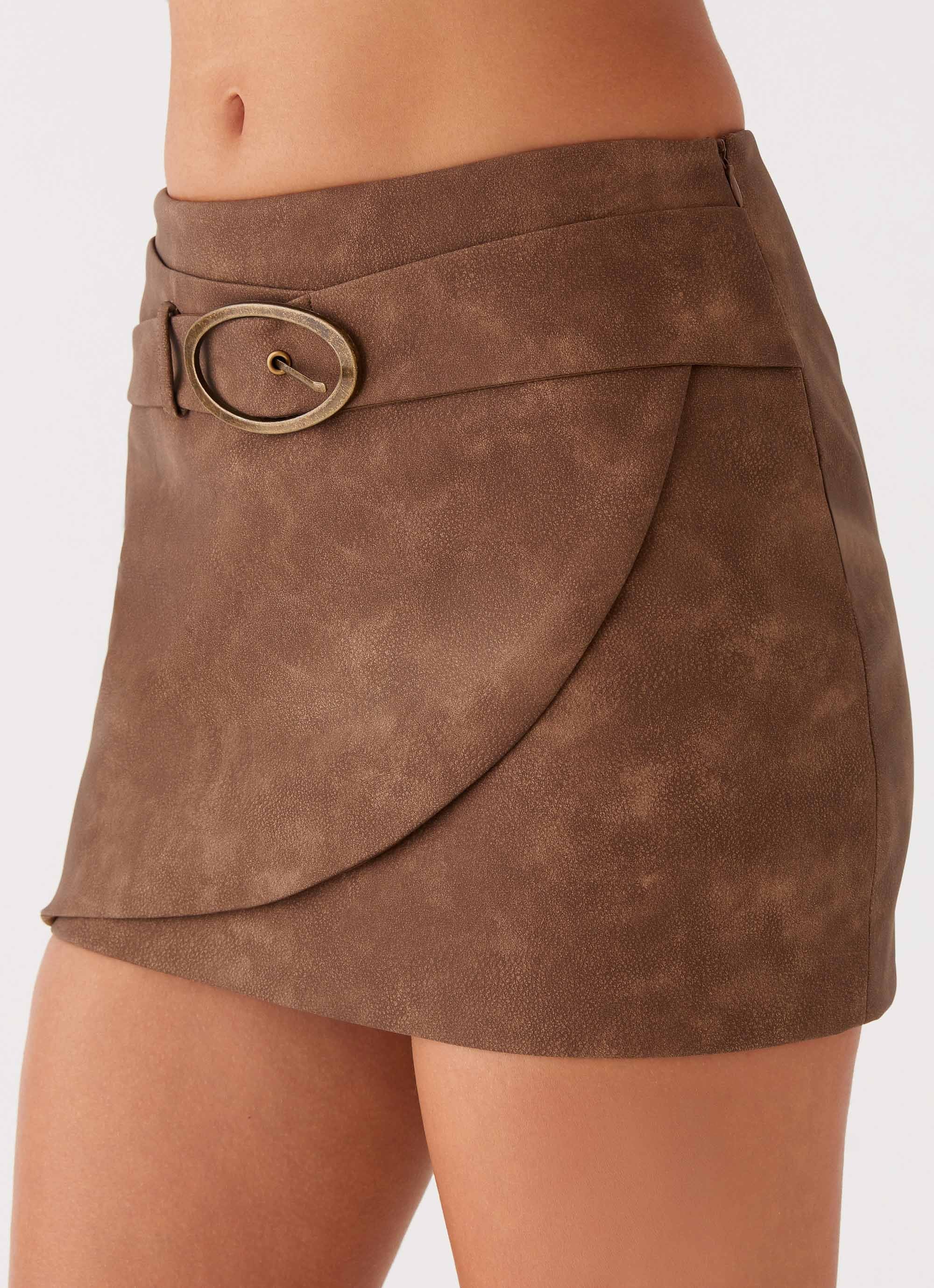 West District PU Mini Skirt - Brown - Image 3