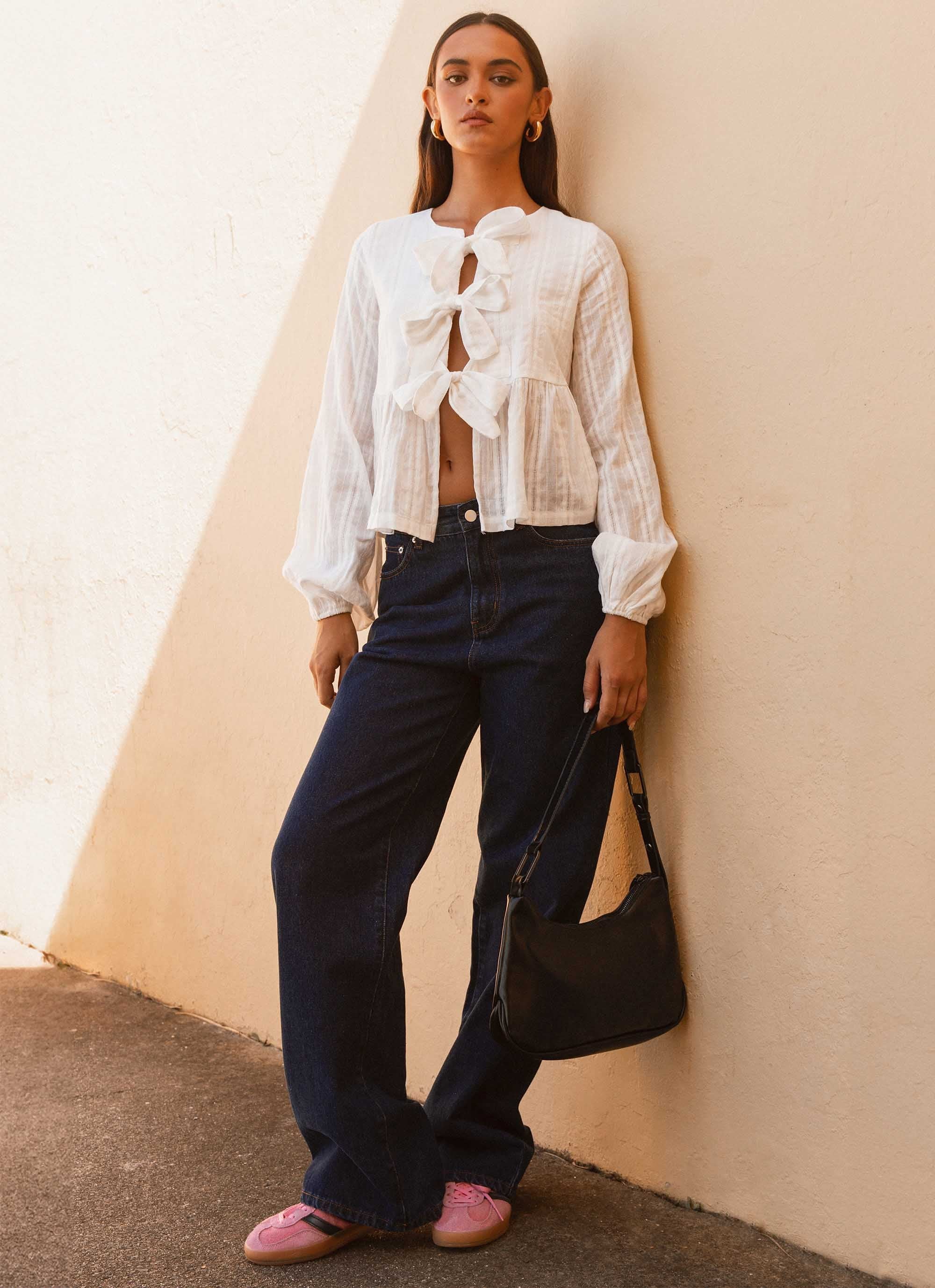 Western Wind Long Sleeve Top - White - Image 2