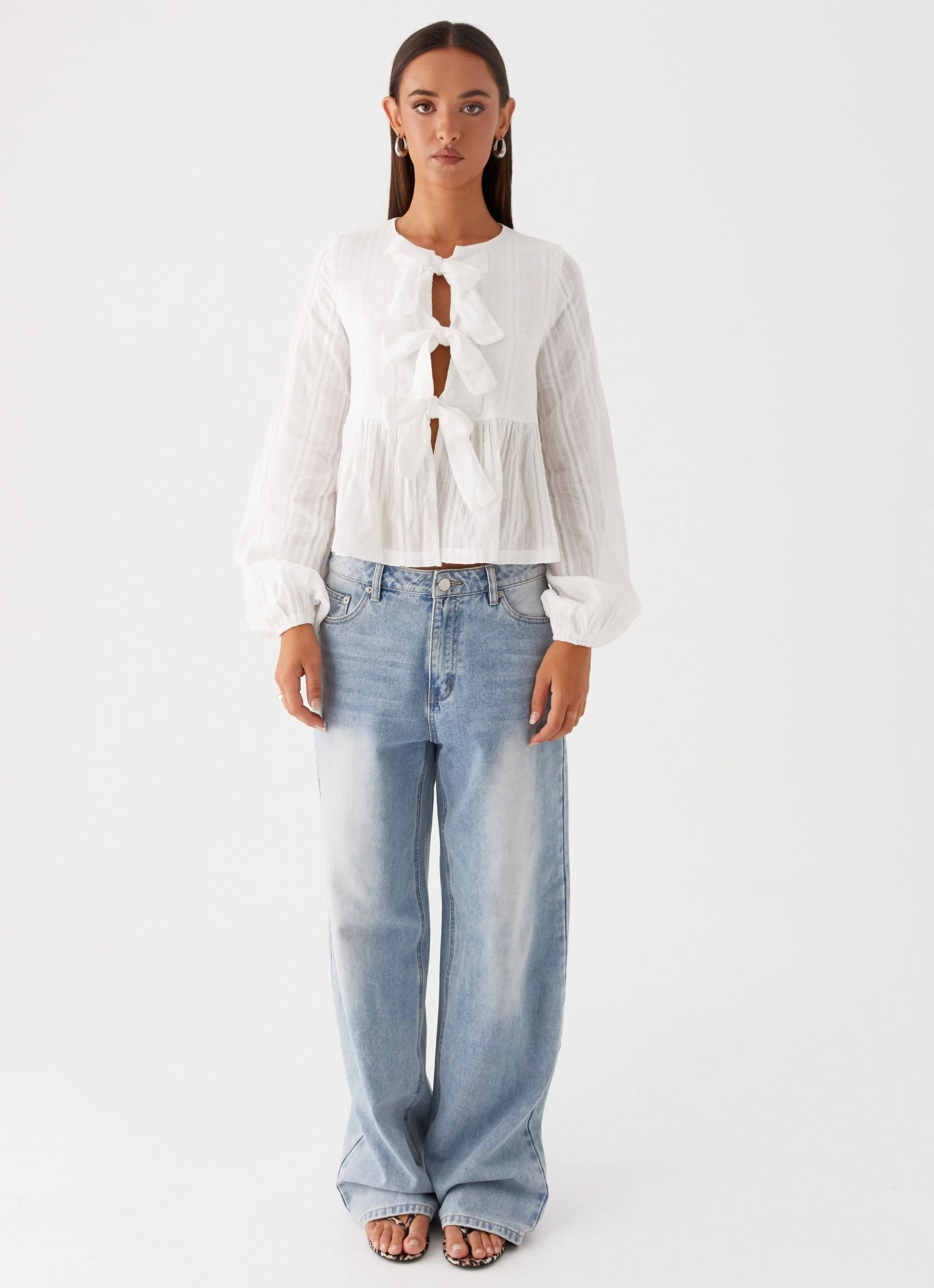 Western Wind Long Sleeve Top - White - Image 3